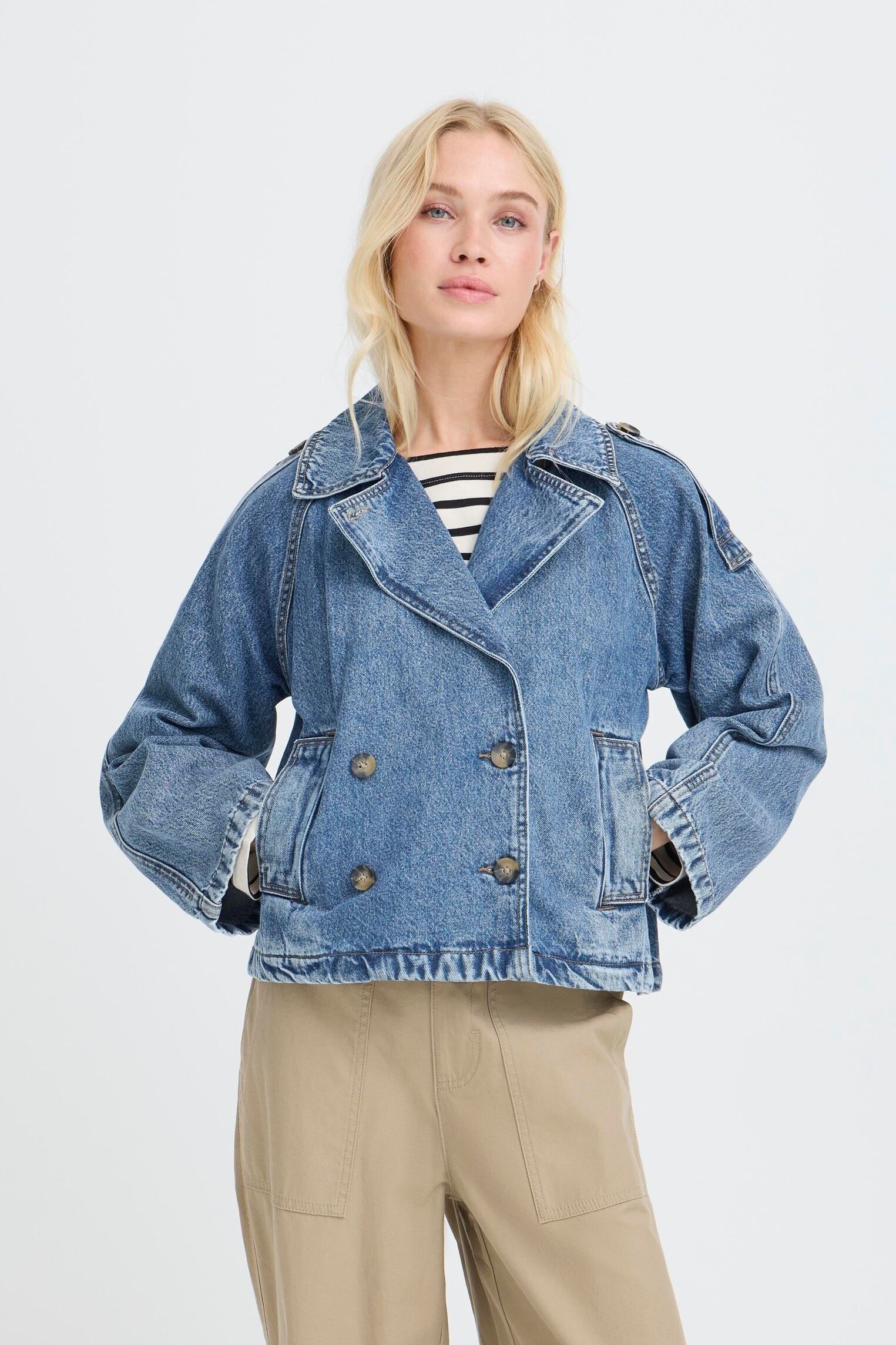 Jeansjacken Bycitan Trench Coat damen blau B-Young Jeansjacken Bycitan Trench Coat damen blau Mid Blue Denim