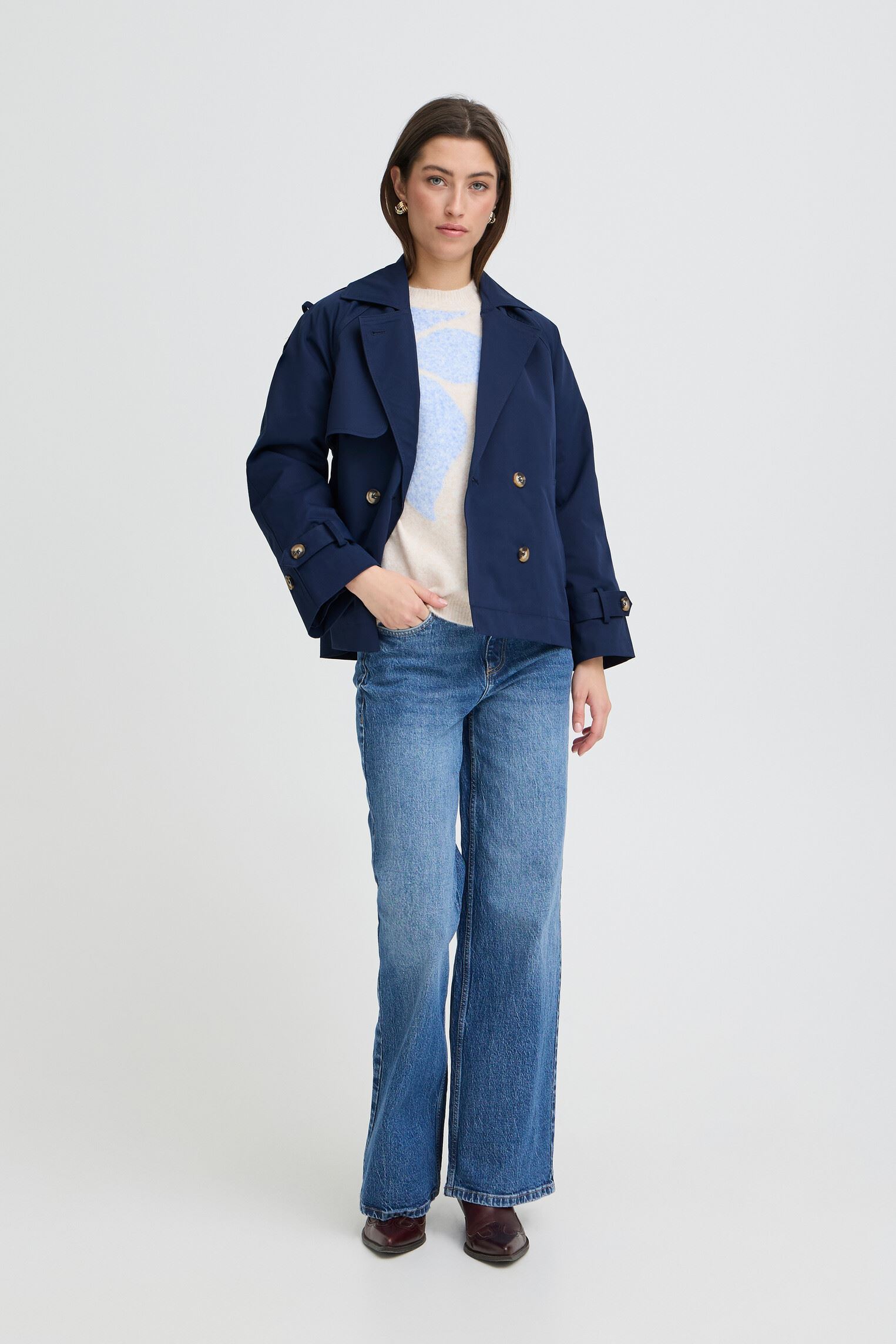 Trench-coats Byamona Sh Trench Coat femme bleu B-Young Trench-coats Byamona Sh Trench Coat femme bleu Copenhagen Night