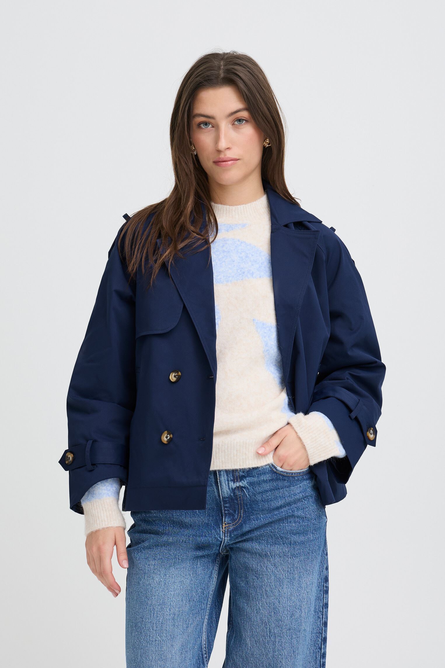 Trench-coats Byamona Sh Trench Coat femme bleu B-Young Trench-coats Byamona Sh Trench Coat femme bleu Copenhagen Night