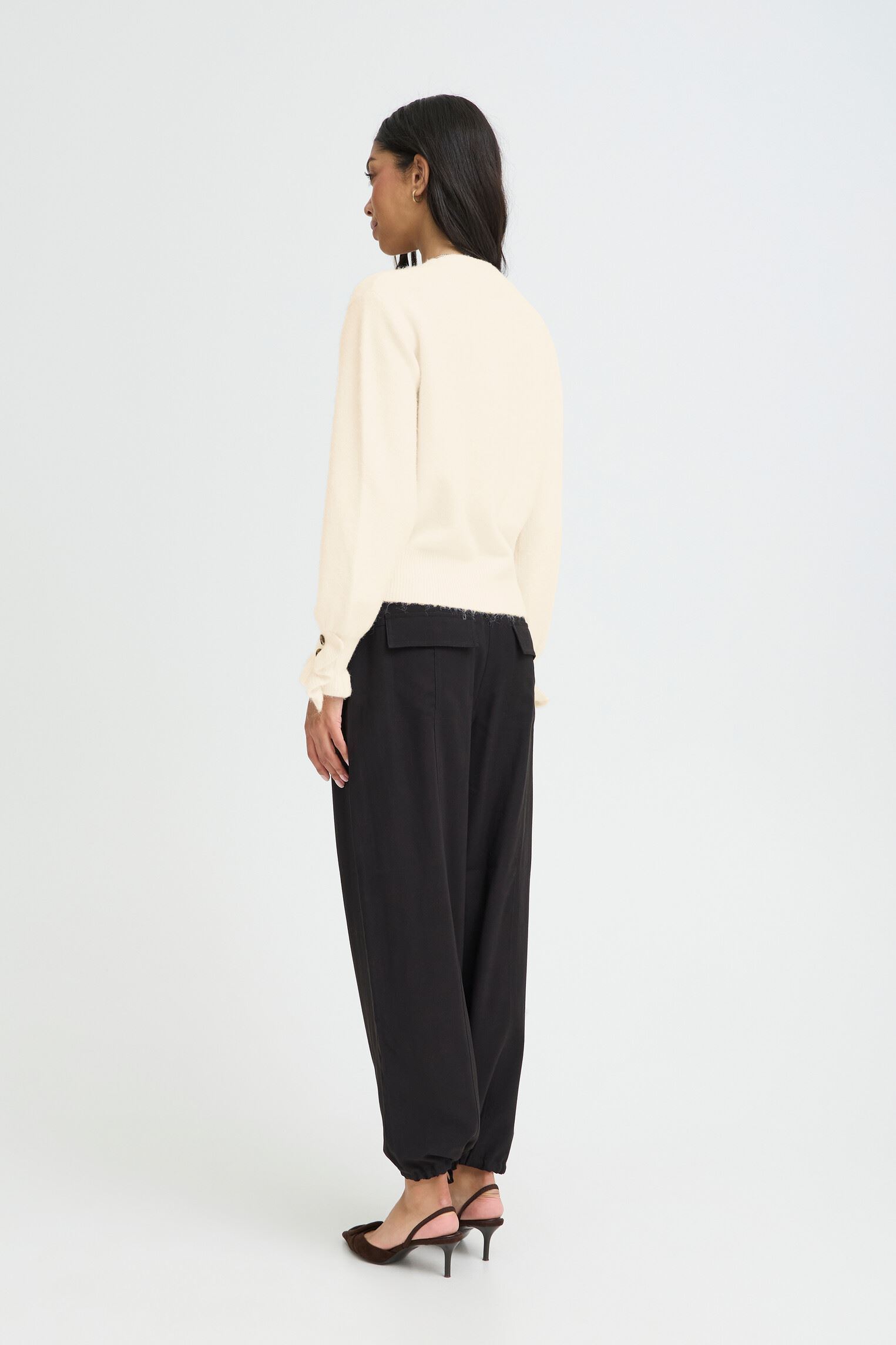 Vesten Byomea Frill Cardigan dames beige B-Young Vesten Byomea Frill Cardigan dames beige Oatmeal Melange