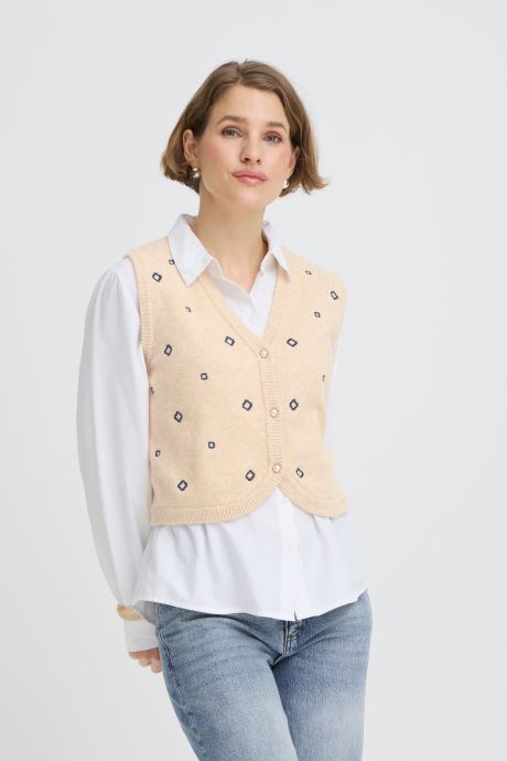B-Young Vesten Bynadika Emb Vest dames beige