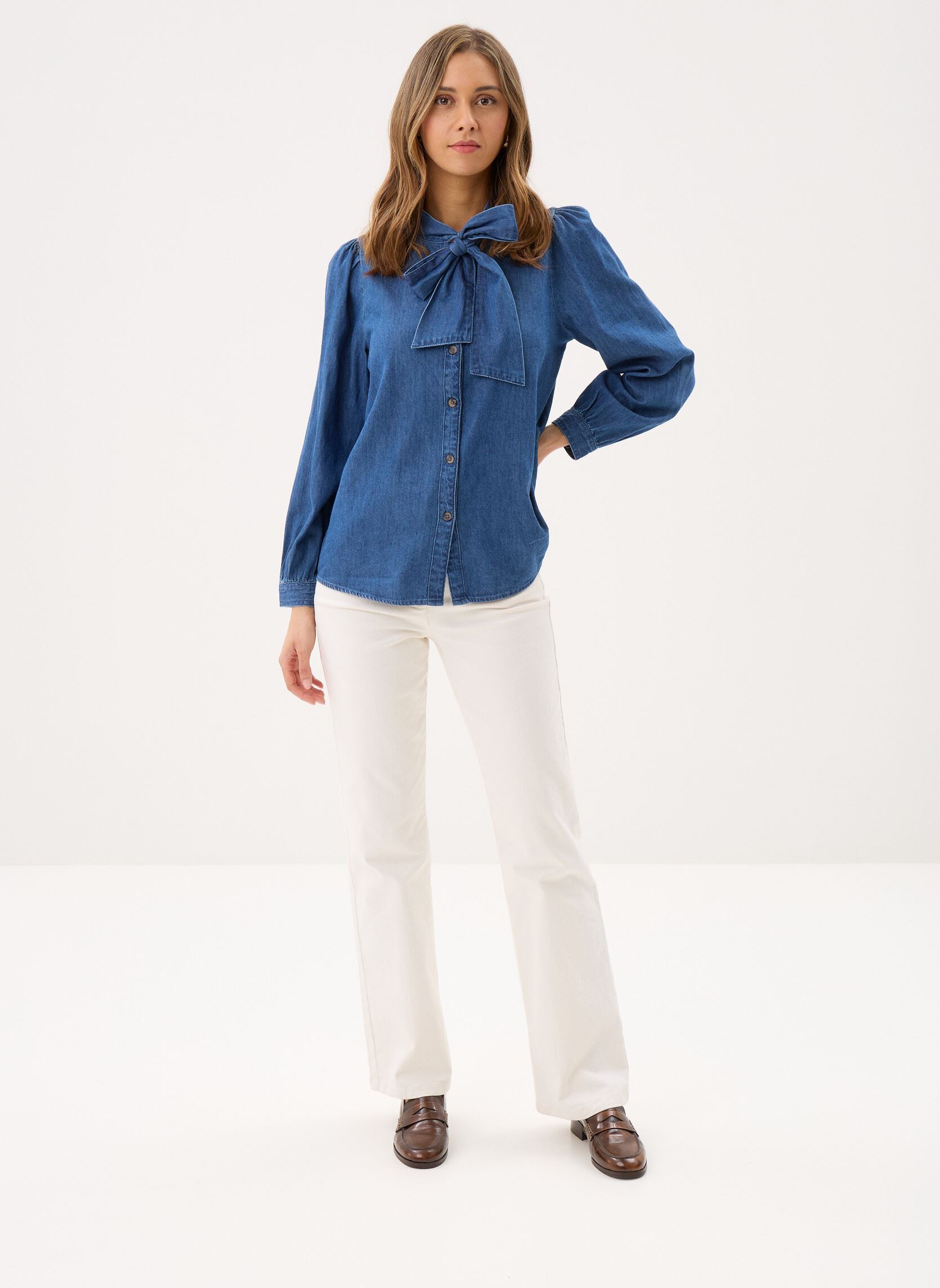 Lange mouw overhemden Bykairon Shirt dames blauw B-Young Lange mouw overhemden Bykairon Shirt dames blauw Mid Blue Denim