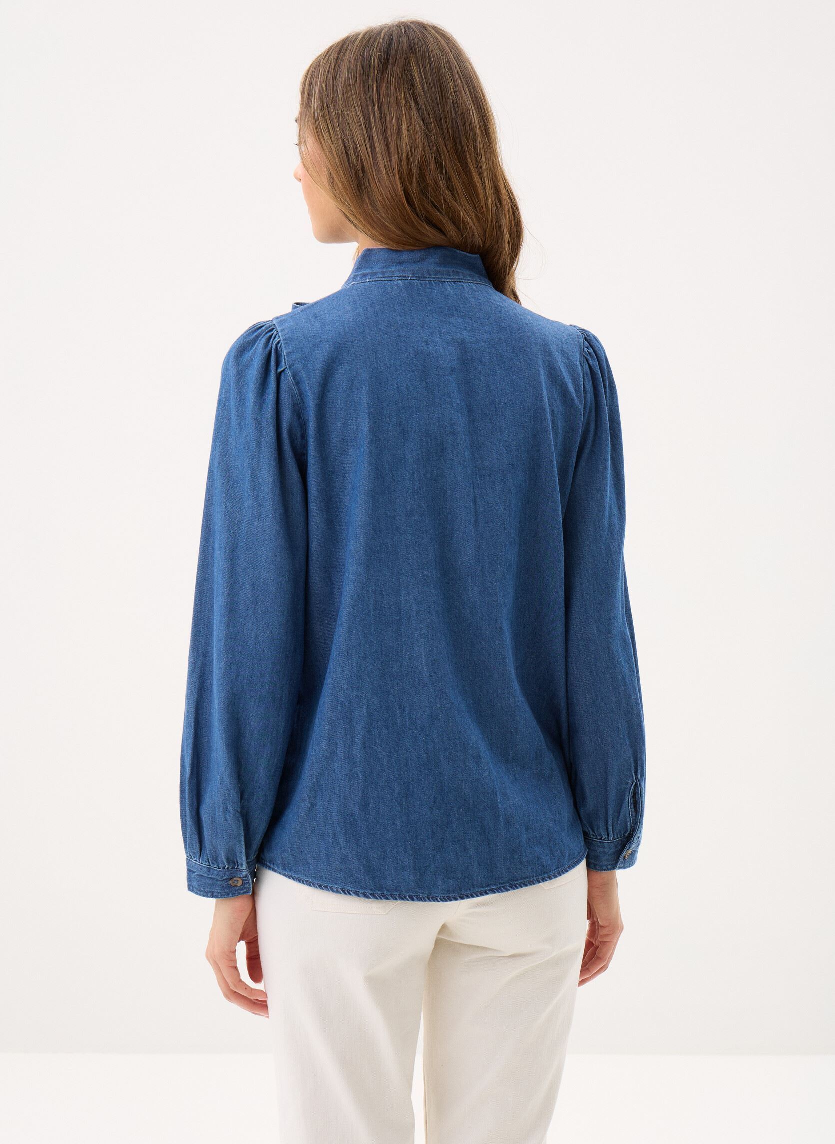 Lange mouw overhemden Bykairon Shirt dames blauw B-Young Lange mouw overhemden Bykairon Shirt dames blauw Mid Blue Denim