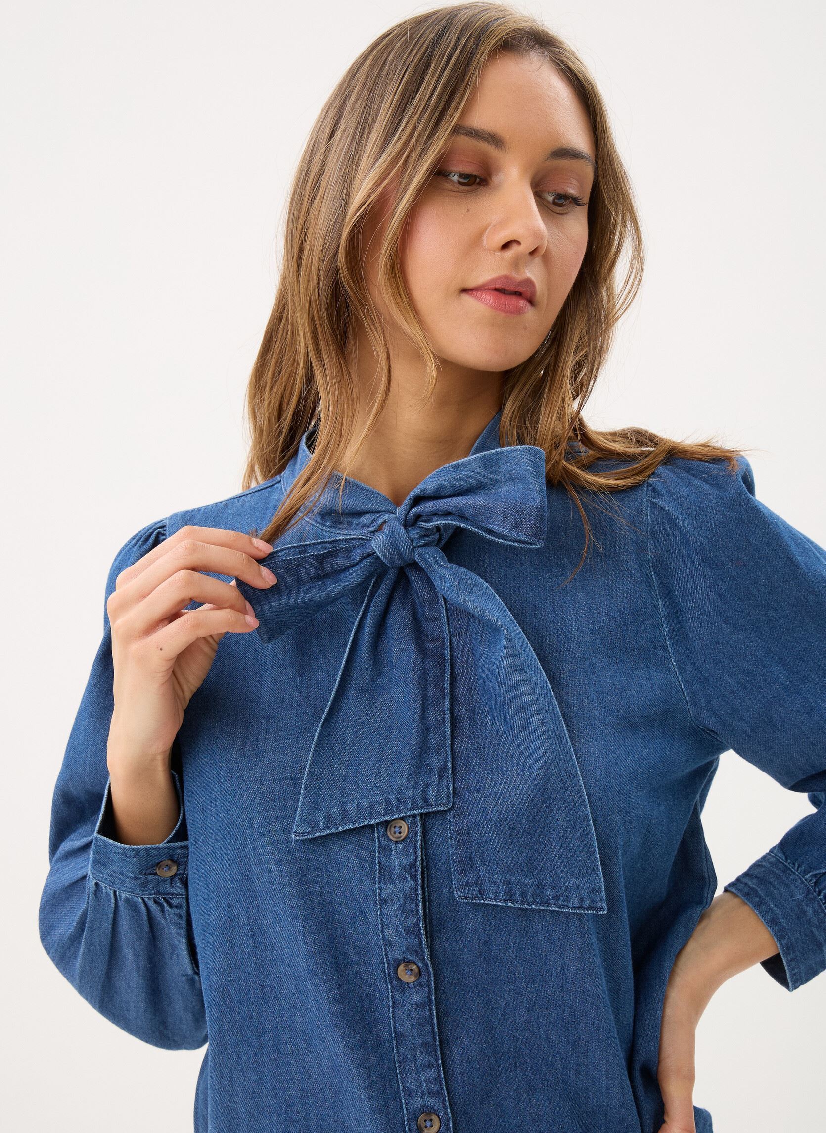 Lange mouw overhemden Bykairon Shirt dames blauw B-Young Lange mouw overhemden Bykairon Shirt dames blauw Mid Blue Denim