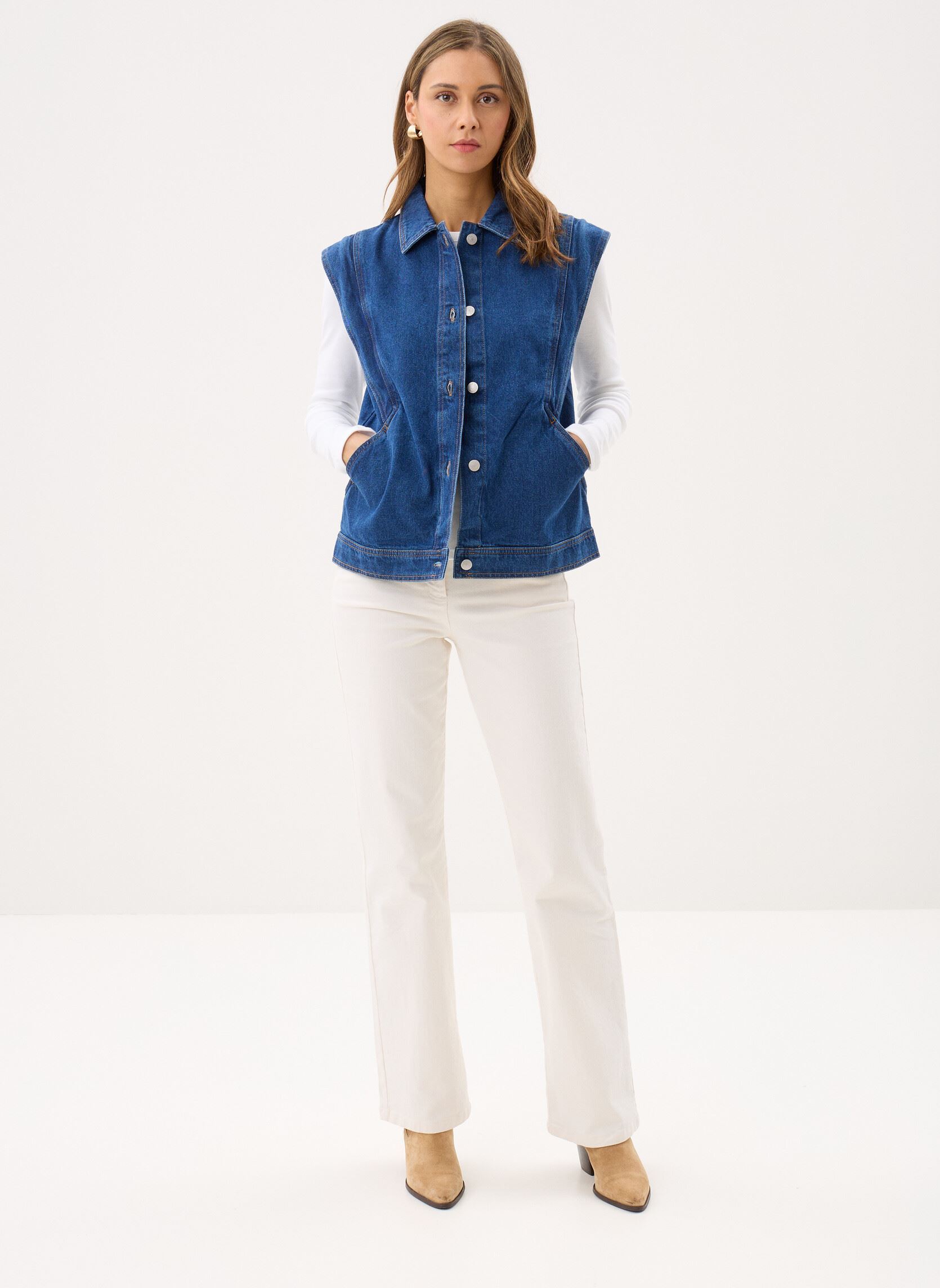Bodywarmer Bykakai Waistcoat dames blauw B-Young Bodywarmer Bykakai Waistcoat dames blauw DARK BLUE DENIM