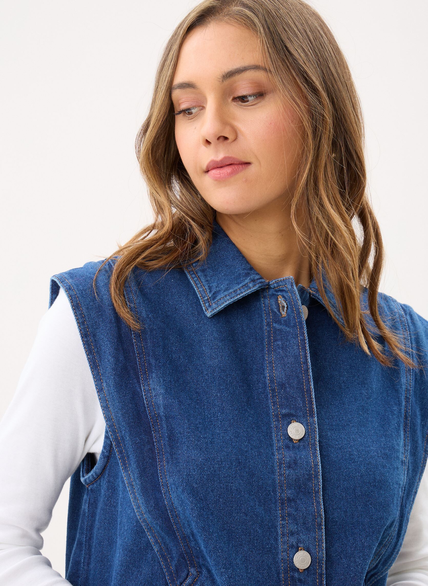 Bodywarmer Bykakai Waistcoat dames blauw B-Young Bodywarmer Bykakai Waistcoat dames blauw DARK BLUE DENIM