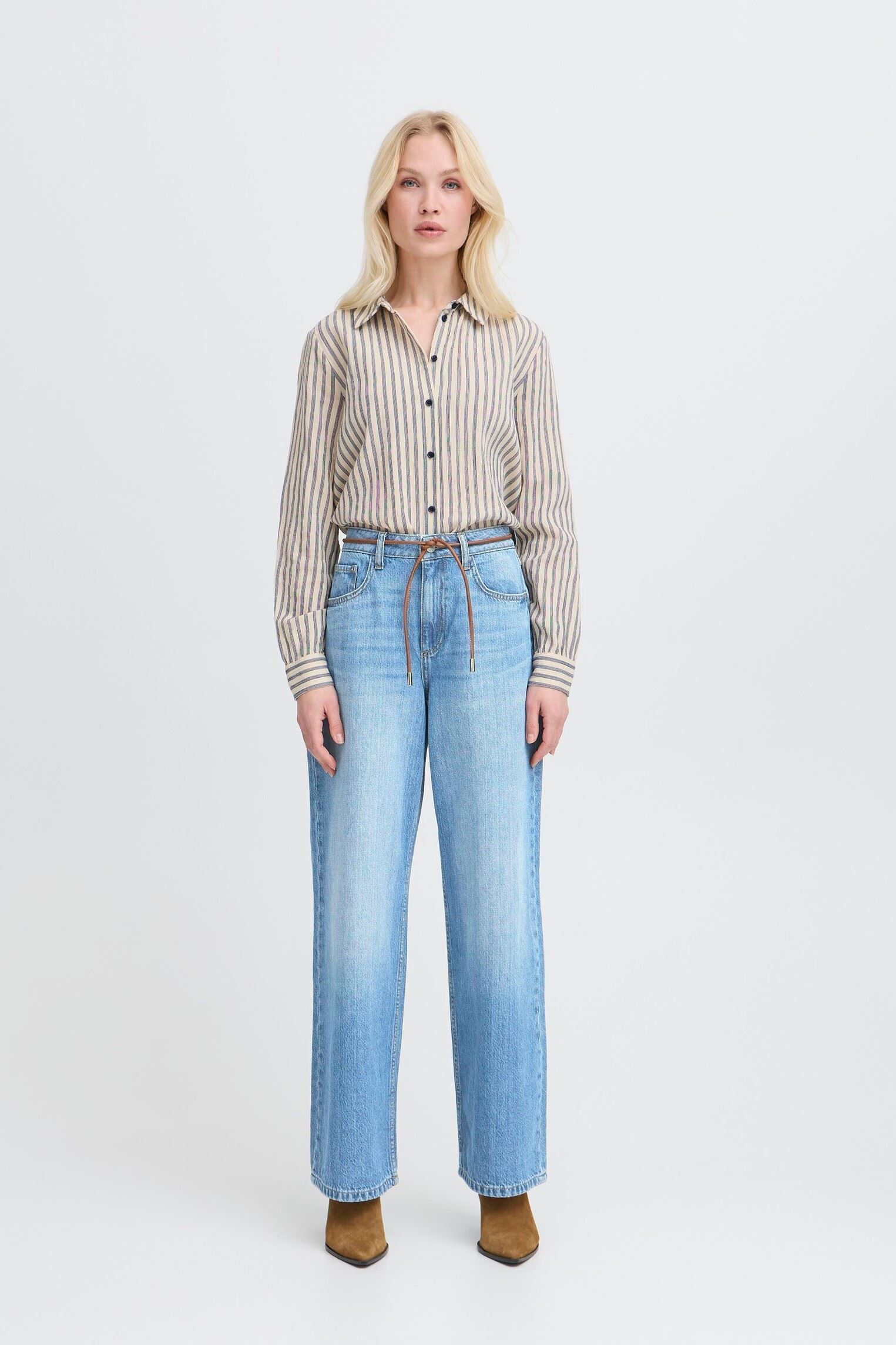 Wijde jeans / Flared Jeans Bykacila Jeans dames blauw B-Young Wijde jeans / Flared Jeans Bykacila Jeans dames blauw Mid Blue Denim
