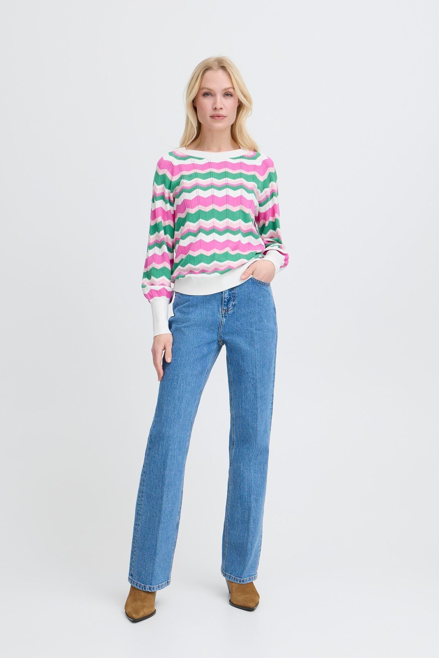 Pullover Bymmorla Long Cuff Zig Zag damen mehrfarbig B-Young Pullover Bymmorla Long Cuff Zig Zag damen mehrfarbig Phlox Pink Zig Zag