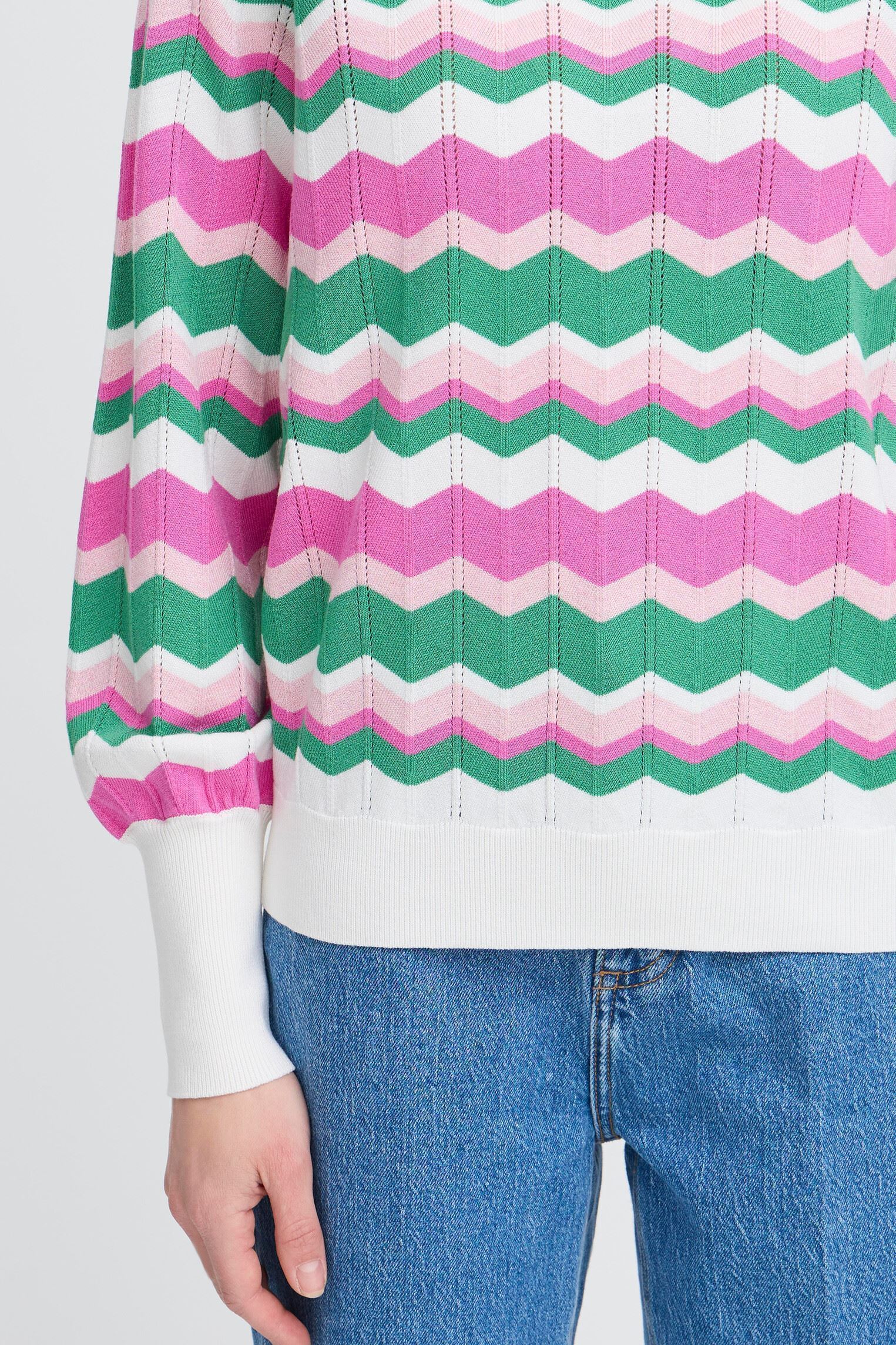 Pullover Bymmorla Long Cuff Zig Zag damen mehrfarbig B-Young Pullover Bymmorla Long Cuff Zig Zag damen mehrfarbig Phlox Pink Zig Zag