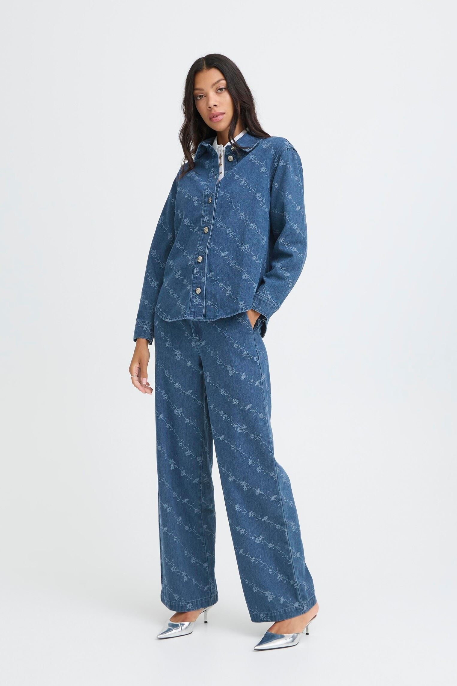 Lange mouw overhemden Bykanio Shirt dames blauw B-Young Lange mouw overhemden Bykanio Shirt dames blauw Mid Blue Denim
