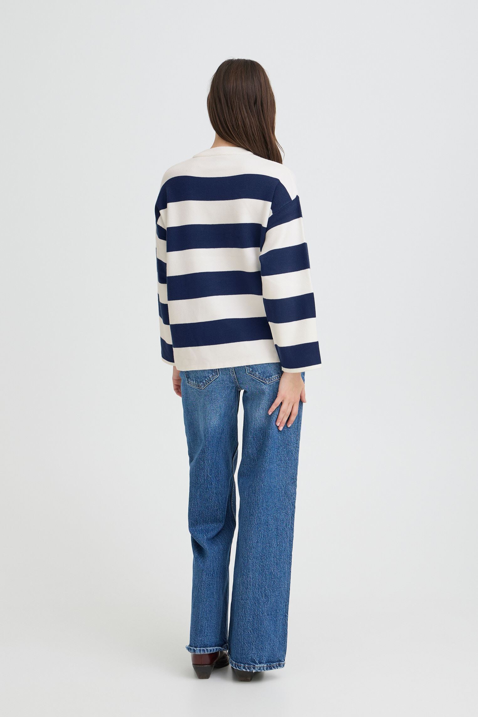 Pulls Byotari Stripe Jumper femme blanc B-Young Pulls Byotari Stripe Jumper femme blanc Medieval Blue Stripe