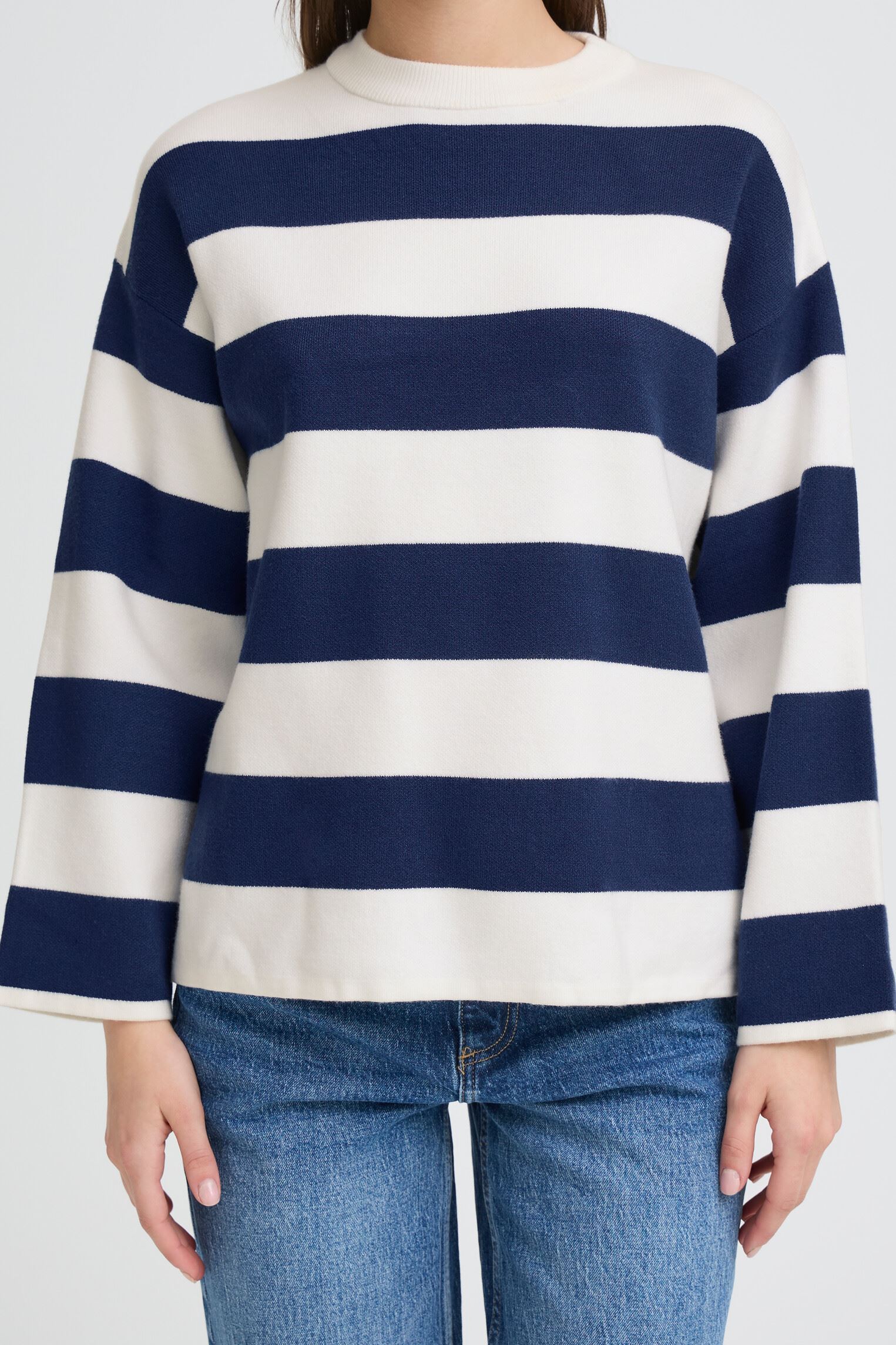 Pulls Byotari Stripe Jumper femme blanc B-Young Pulls Byotari Stripe Jumper femme blanc Medieval Blue Stripe