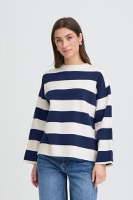 Pulls Byotari Stripe Jumper femme blanc B-Young Pulls Byotari Stripe Jumper femme blanc Medieval Blue Stripe