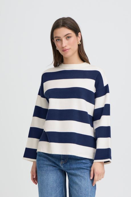 B-Young Pulls Byotari Stripe Jumper femme blanc