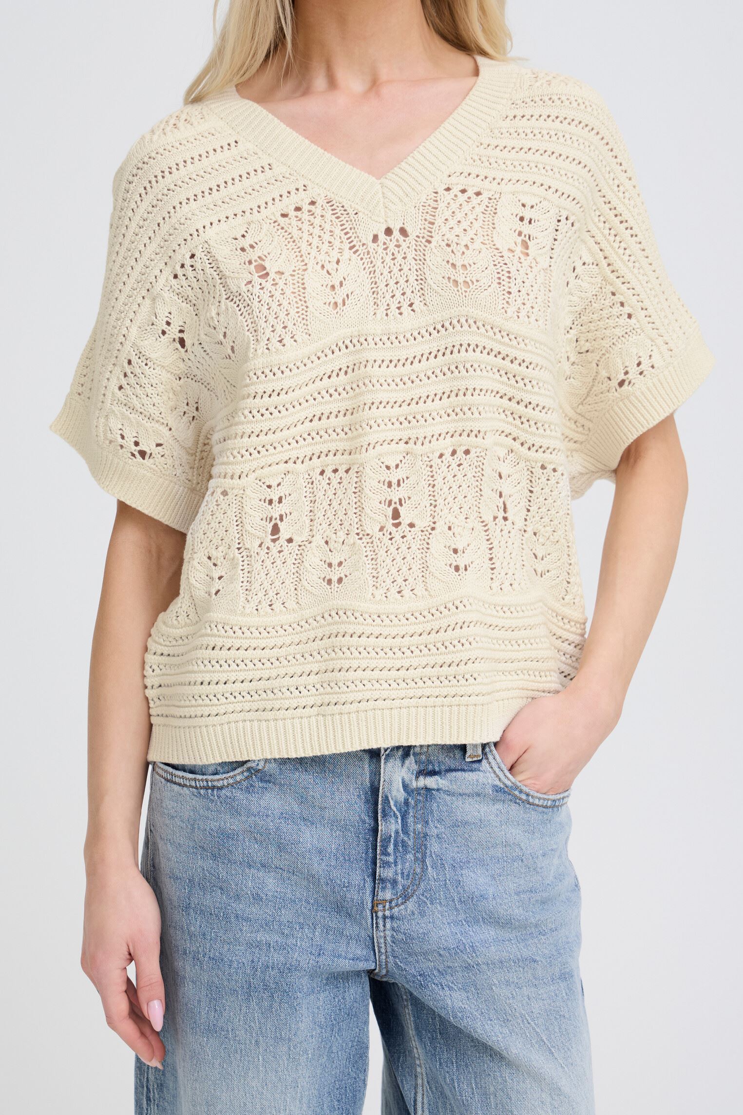 Pullover Bynero V Pullover damen weiß B-Young Pullover Bynero V Pullover damen weiß Birch