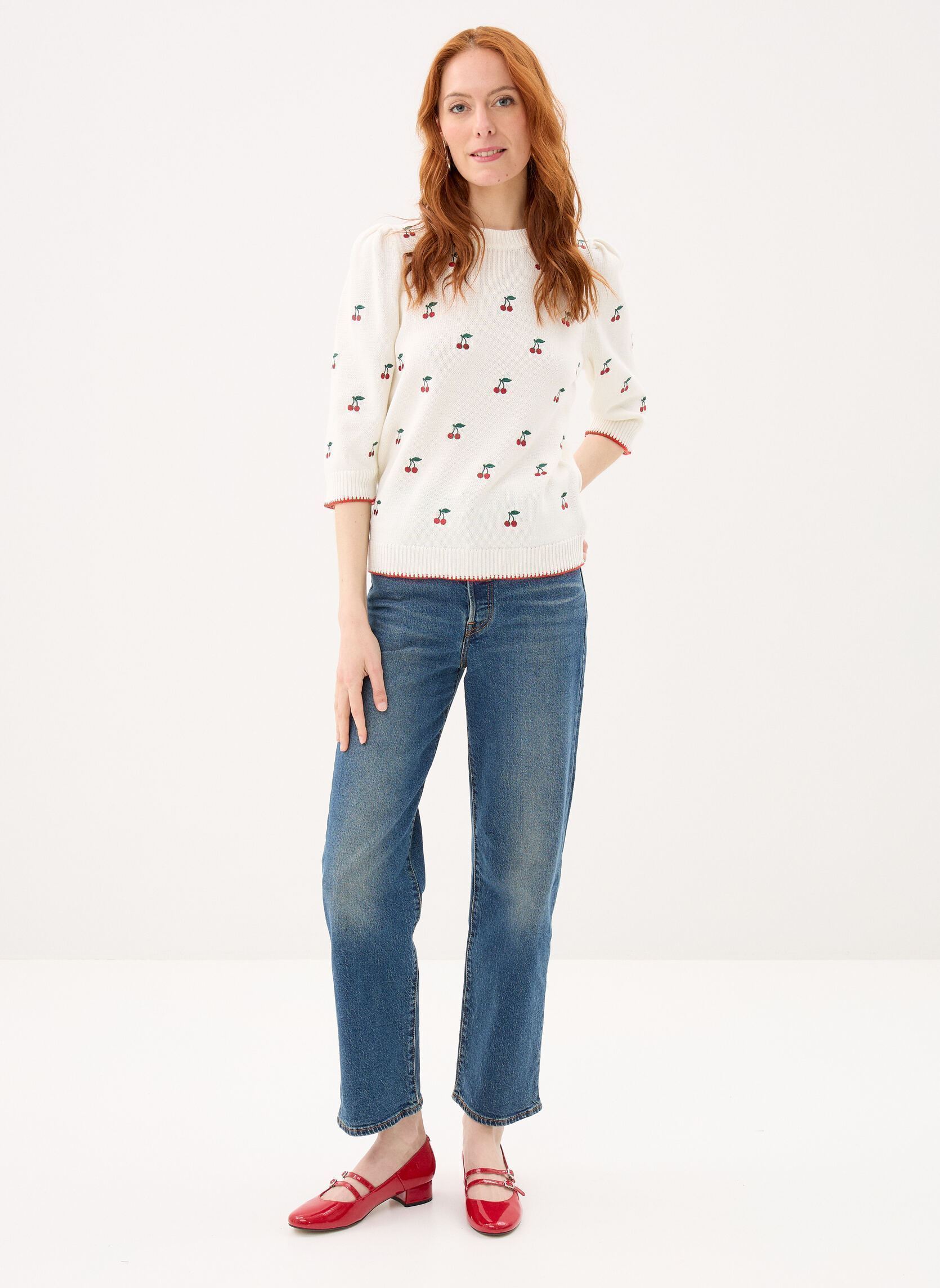 Truien Bymelba Jumper dames wit B-Young Truien Bymelba Jumper dames wit Marshmallow Embroidery
