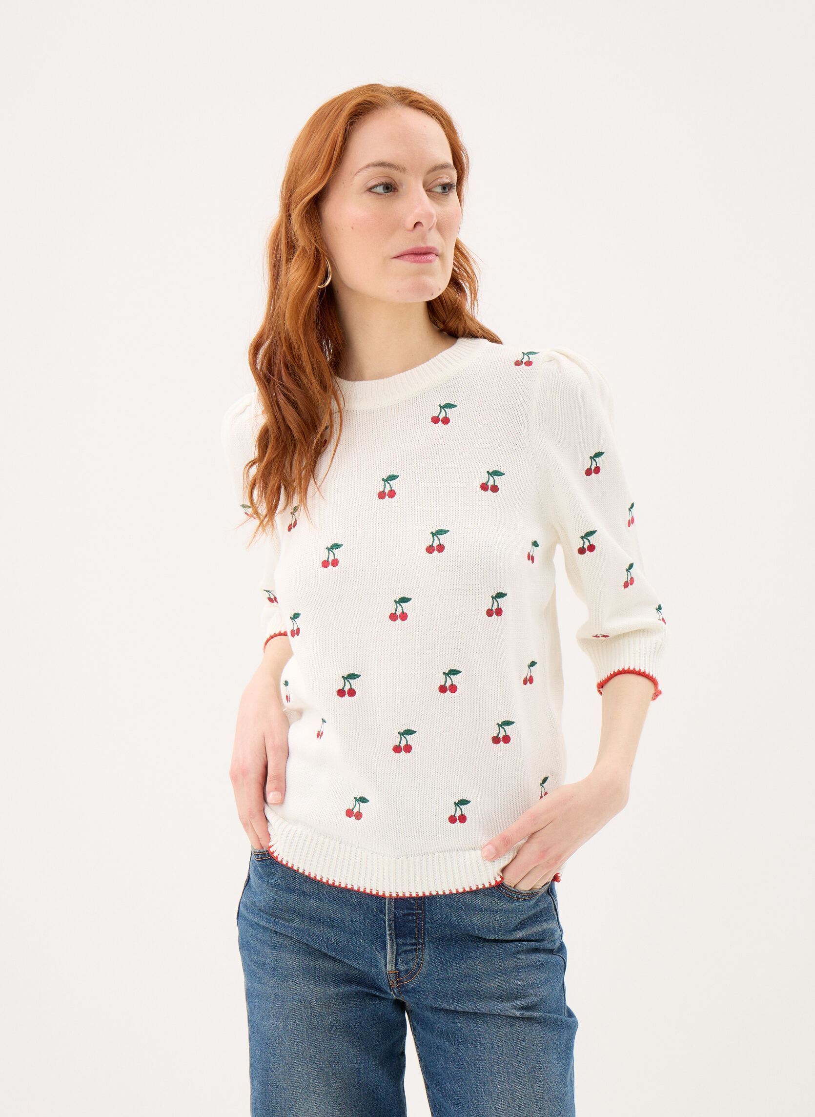 Truien Bymelba Jumper dames wit B-Young Truien Bymelba Jumper dames wit Marshmallow Embroidery