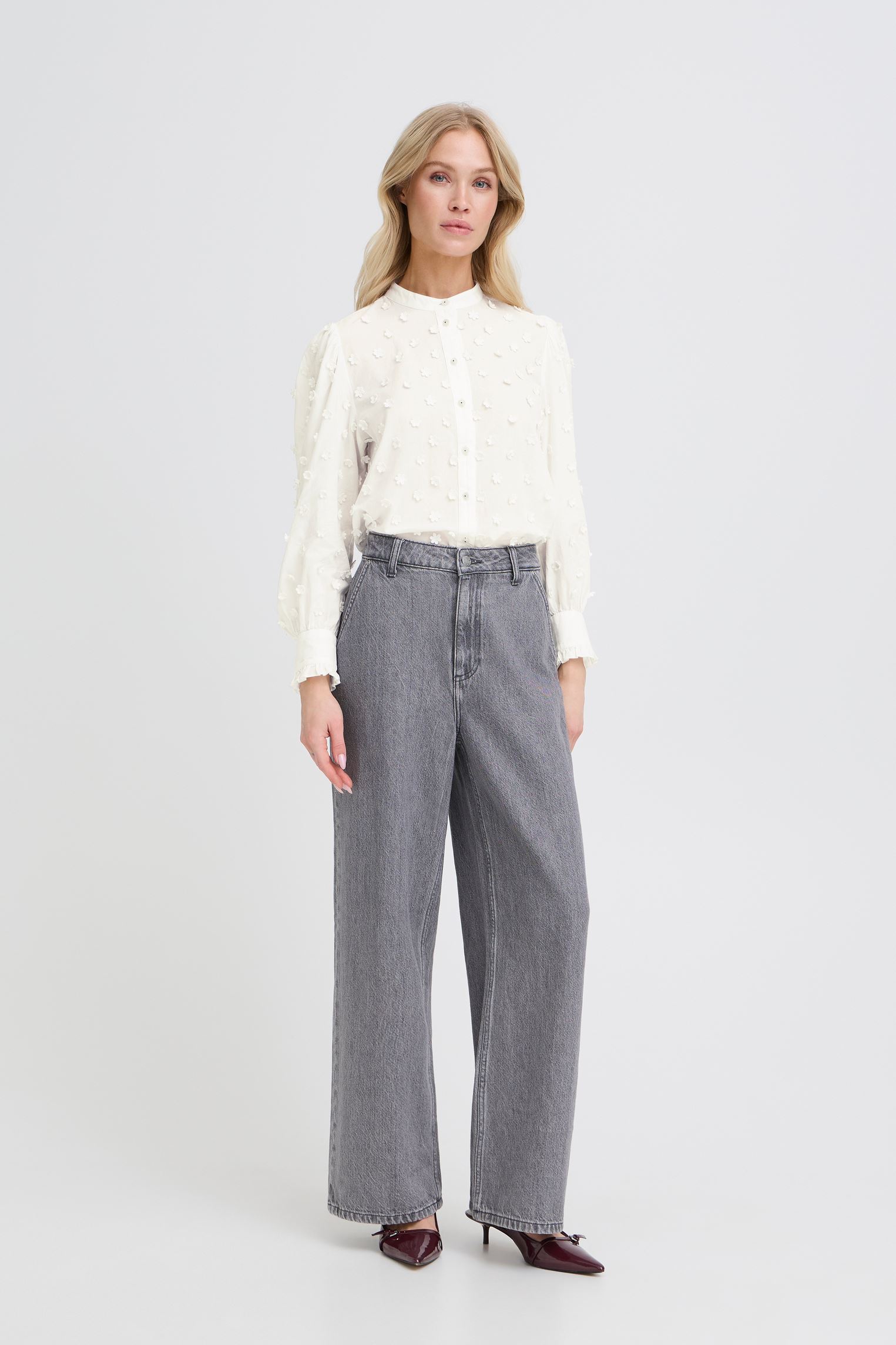 Chemises manches longues Byisabeau Flower Shirt femme blanc B-Young Chemises manches longues Byisabeau Flower Shirt femme blanc MARSHMALLOW