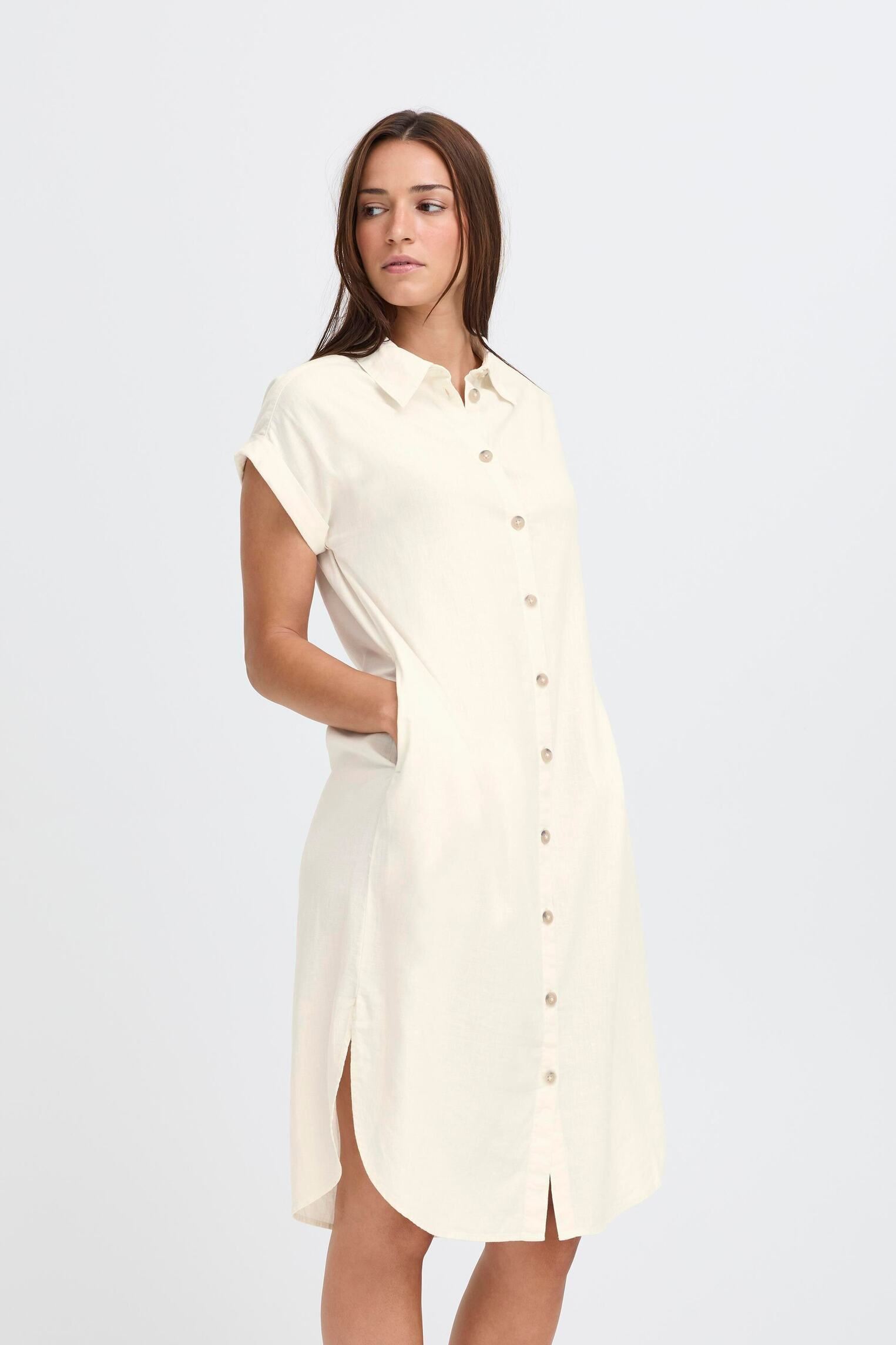 Robes Byfalakka Ss Shirt Dress femme blanc B-Young Robes Byfalakka Ss Shirt Dress femme blanc Marshmallow
