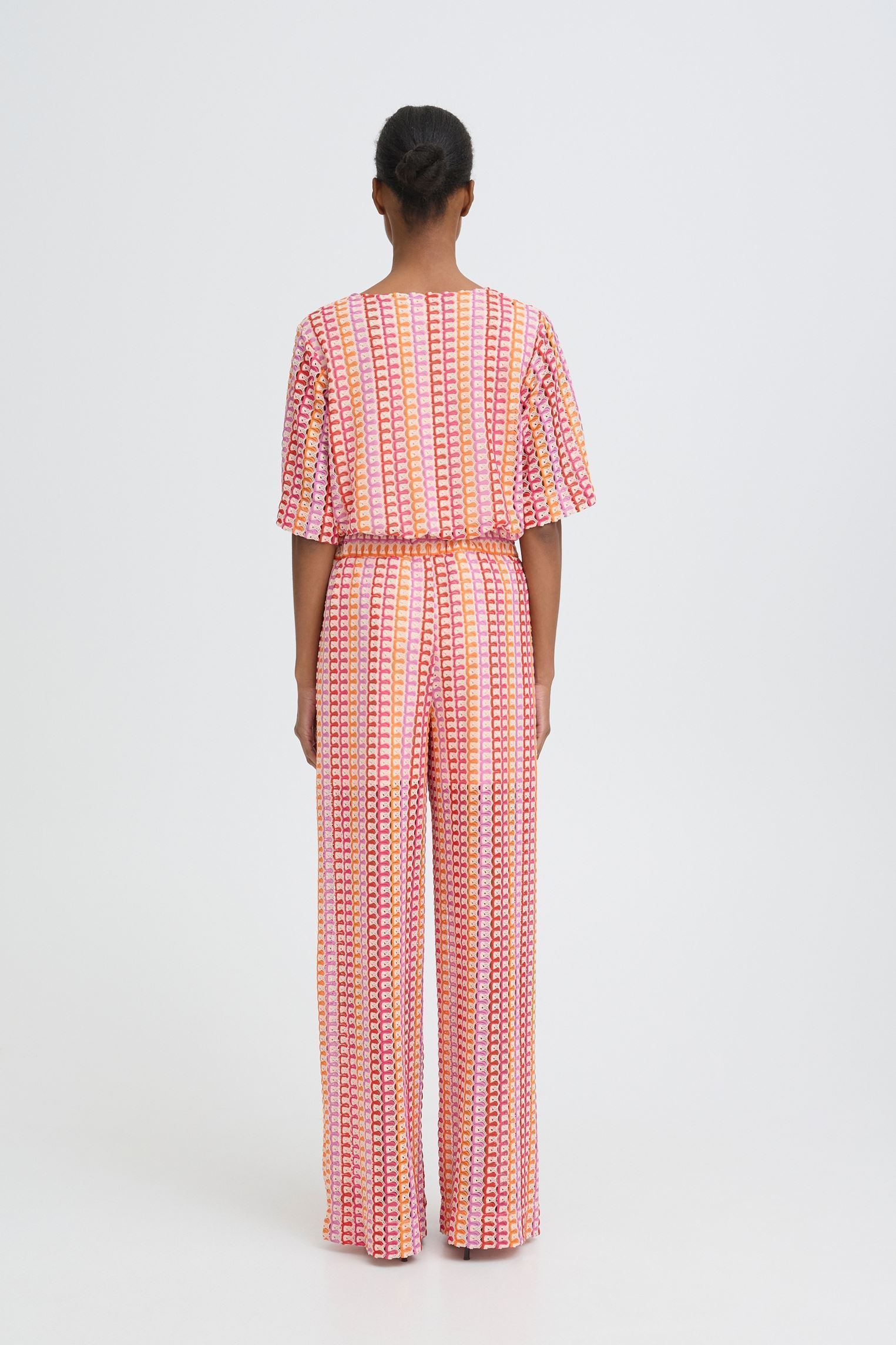 Straight Leg Hosen Byprisca Pants damen rosa B-Young Straight Leg Hosen Byprisca Pants damen rosa Raspberry Rose Multi