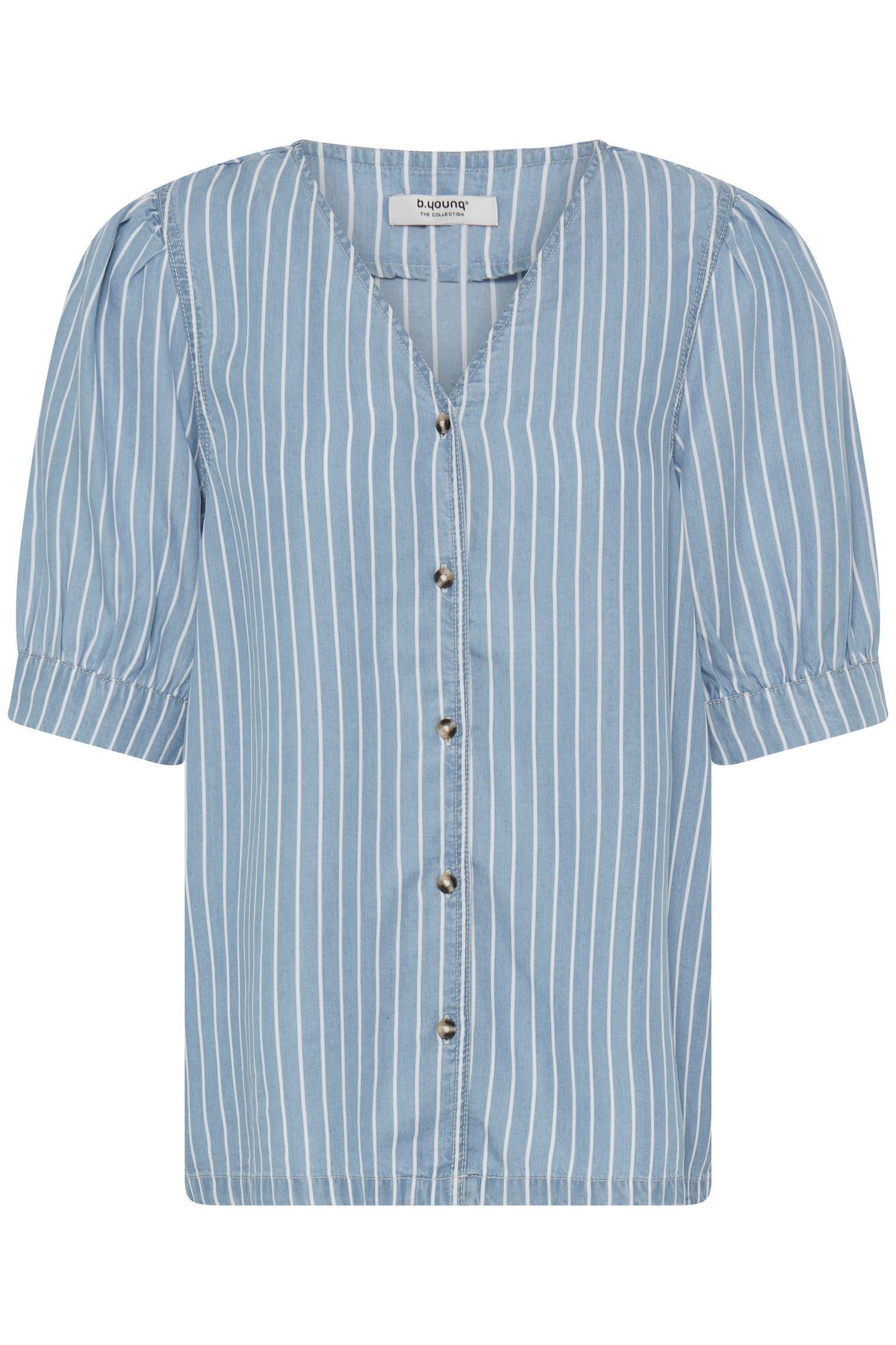 Chemises Bykosmo V Ss Shirt femme bleu B-Young Chemises Bykosmo V Ss Shirt femme bleu Light Blue Denim Stripe