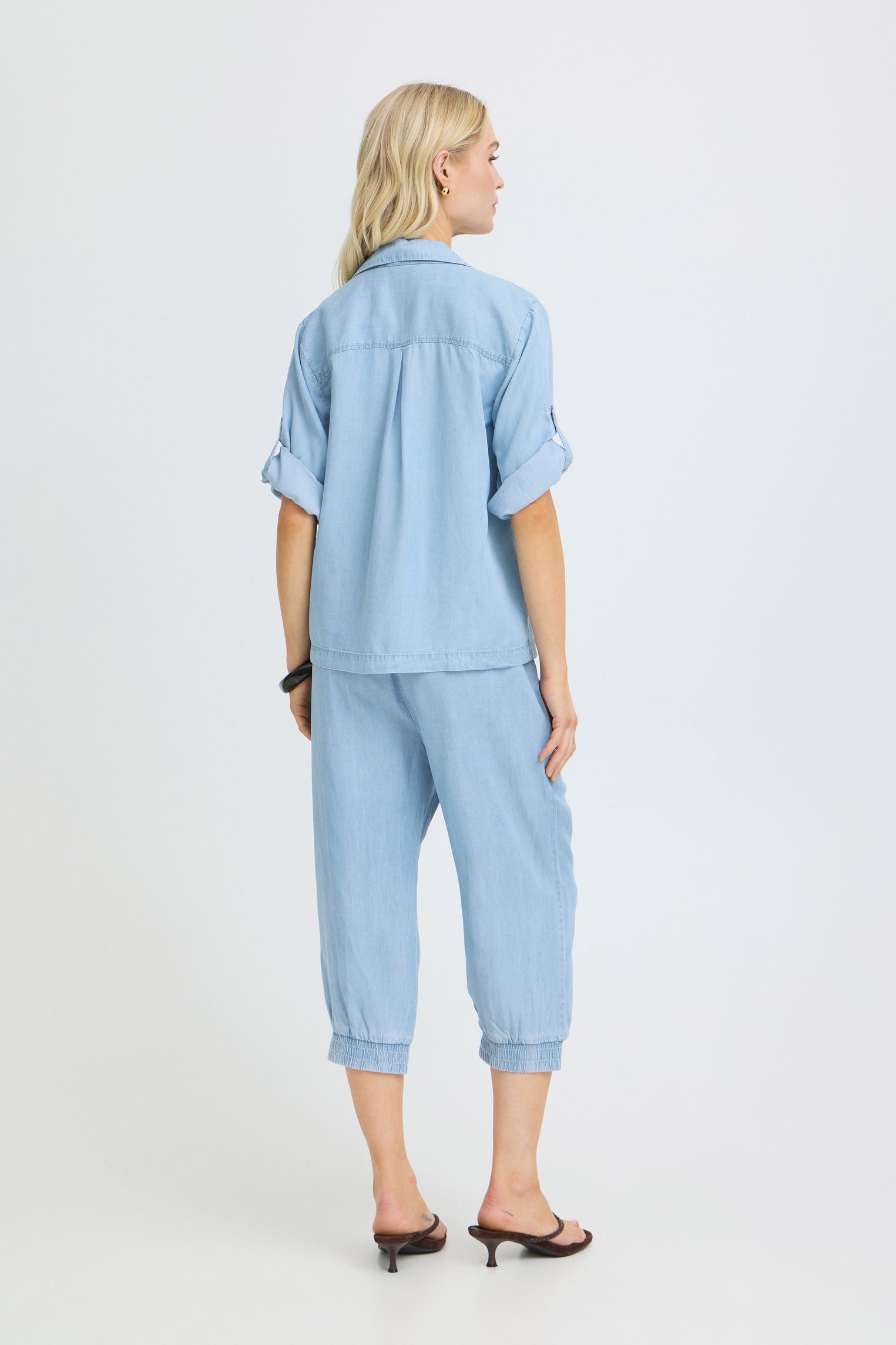 Kurzarm-Hemden Bykosmo Turn Up Shirt damen blau B-Young Kurzarm-Hemden Bykosmo Turn Up Shirt damen blau Ligth Blue Denim