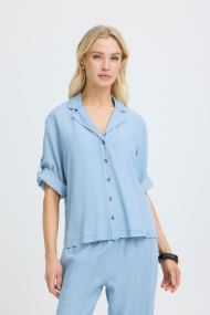 Kurzarm-Hemden Bykosmo Turn Up Shirt damen blau B-Young Kurzarm-Hemden Bykosmo Turn Up Shirt damen blau Ligth Blue Denim