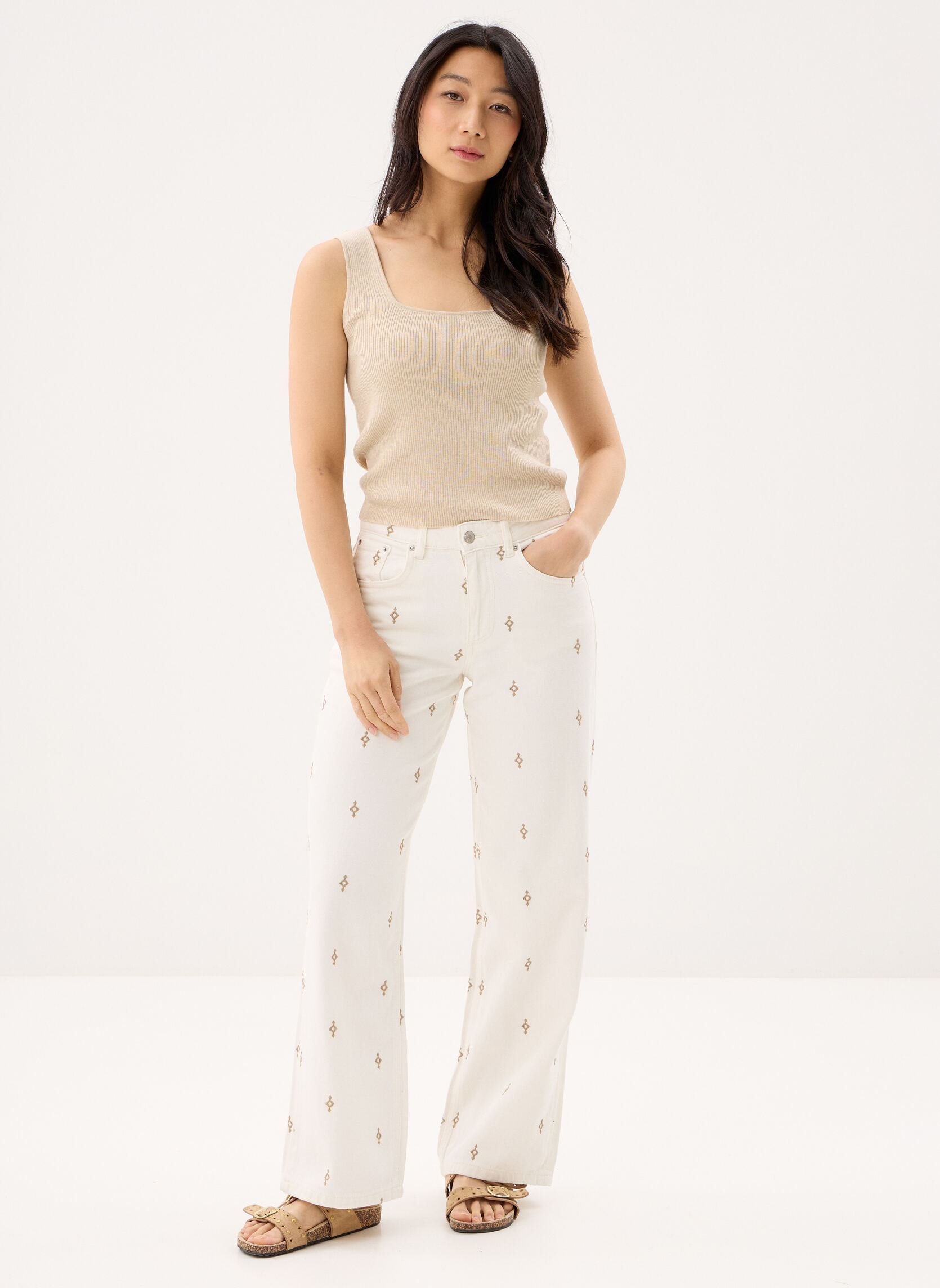 Jeans droit Bykimu Emb Jeans femme blanc B-Young Jeans droit Bykimu Emb Jeans femme blanc Bykimu Nomad Ethnical
