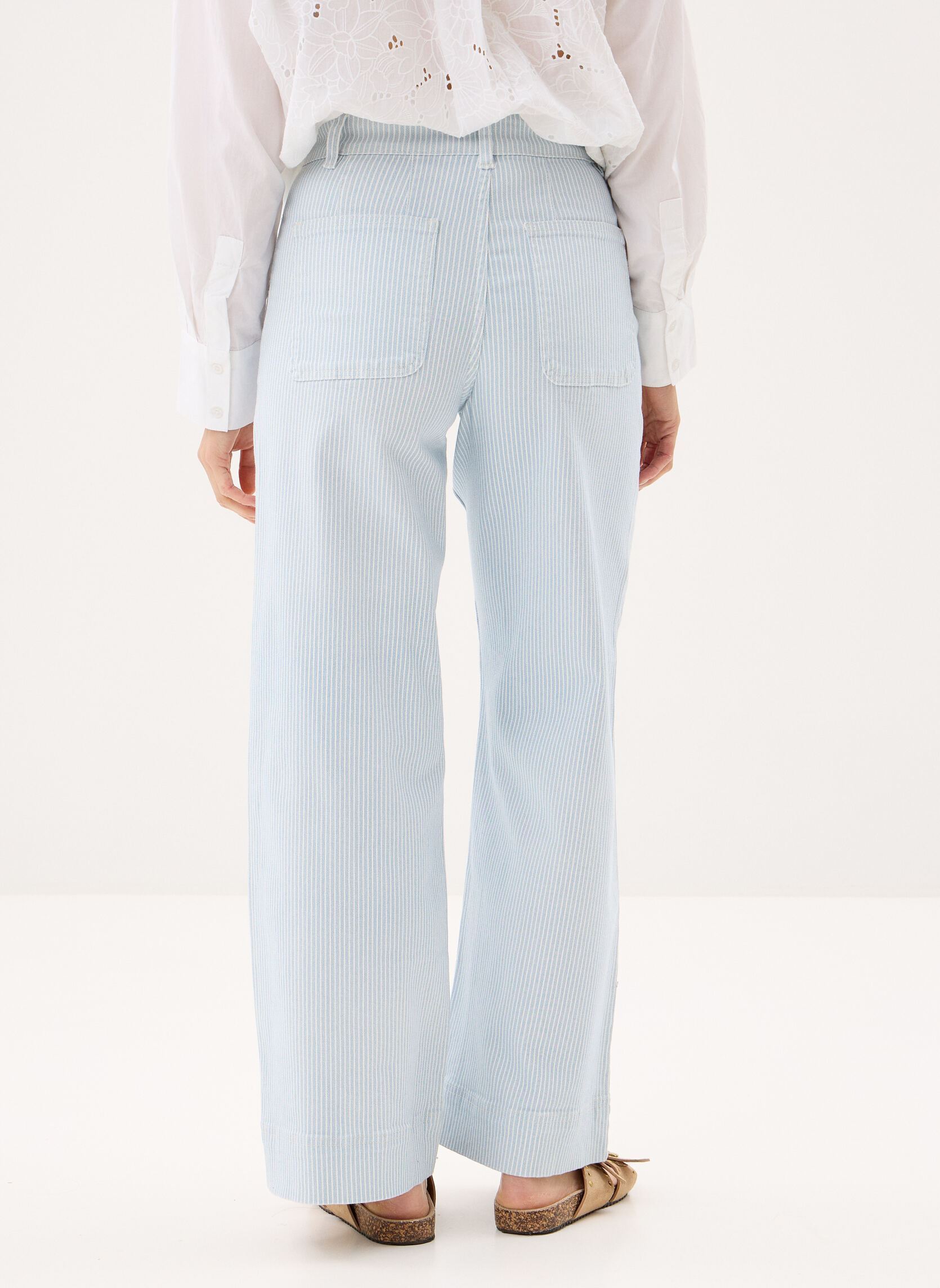 Jeans large Bykasion Wide Pocket Jeans femme bleu B-Young Jeans large Bykasion Wide Pocket Jeans femme bleu Light Blue Denim Stripe