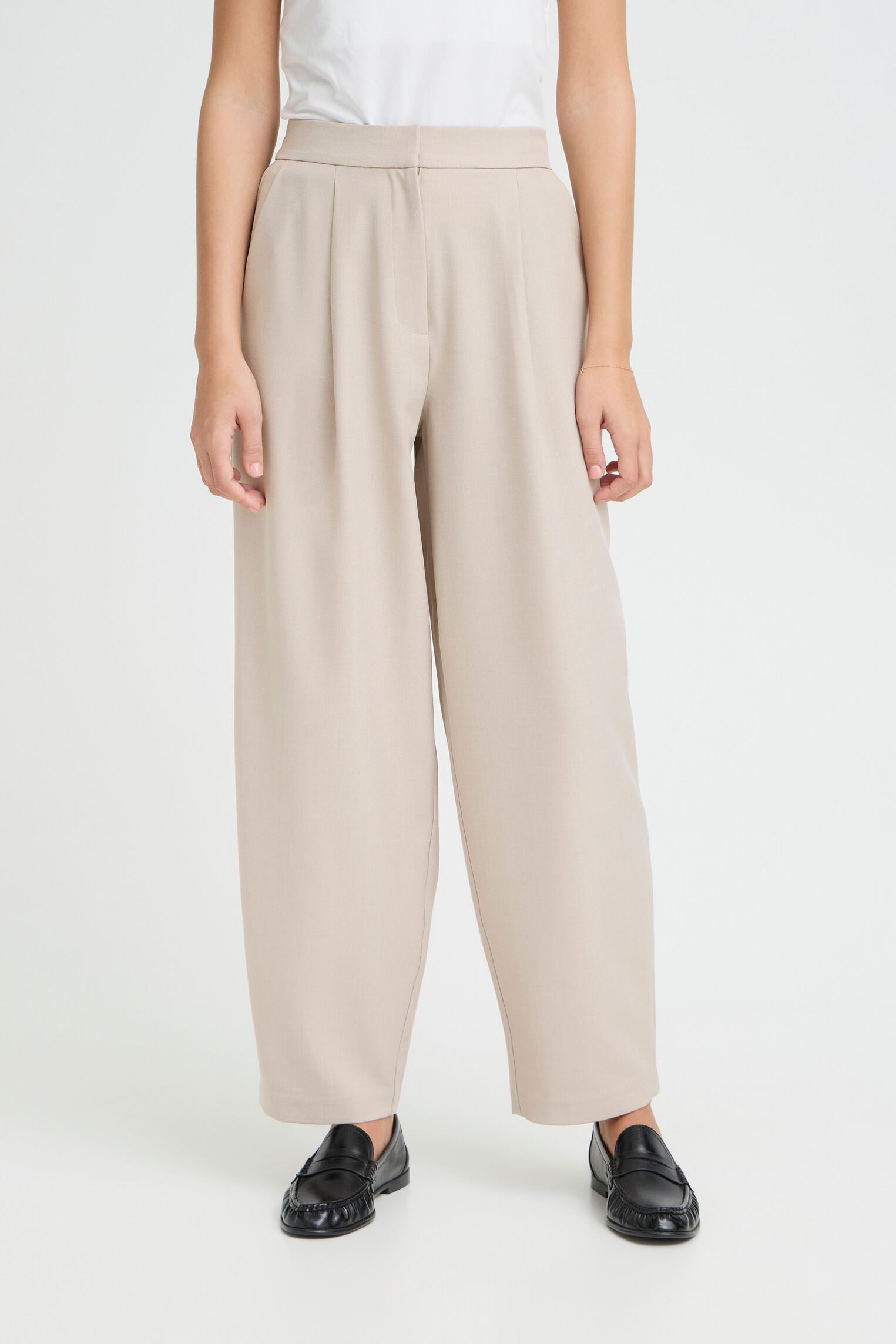 Weite Hosen Ihfava Barrel Pa damen grau Ichi Weite Hosen Ihfava Barrel Pa damen grau DOVE MELANGE