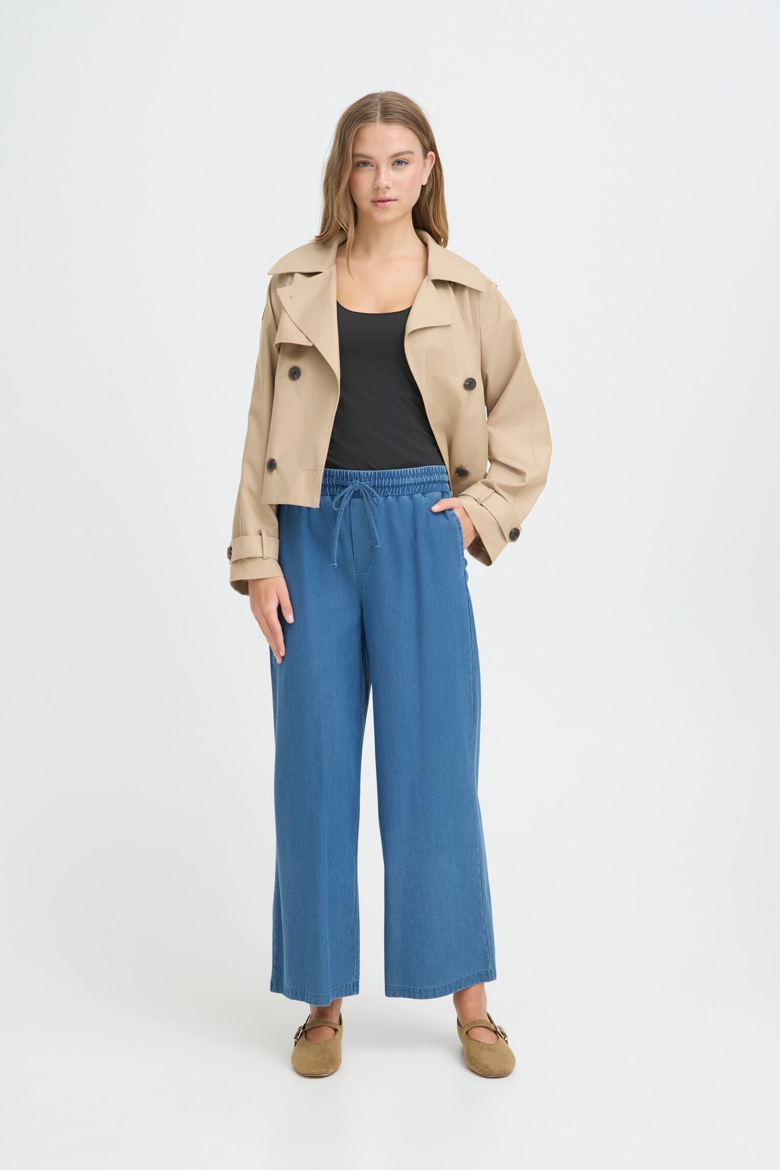 Jeans large Ihkate Denim Pa3 femme bleu Ichi Jeans large Ihkate Denim Pa3 femme bleu KATE DENIM MEDIUM BLUE