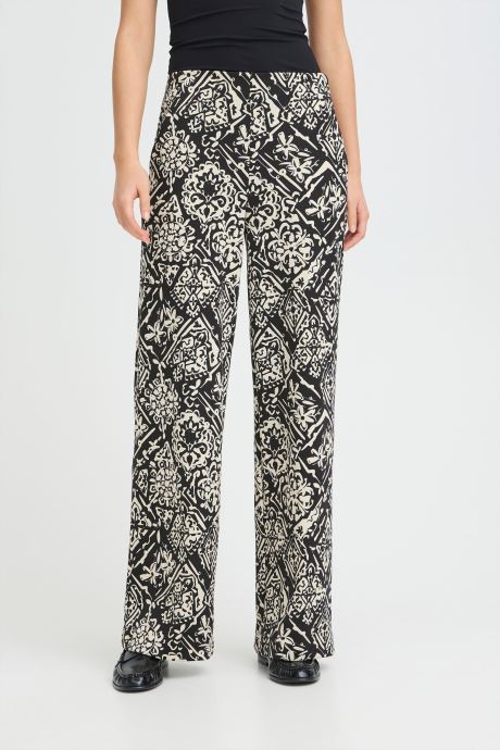 Ichi Straight Leg Hosen Ihkate Print Pa38 damen schwarz