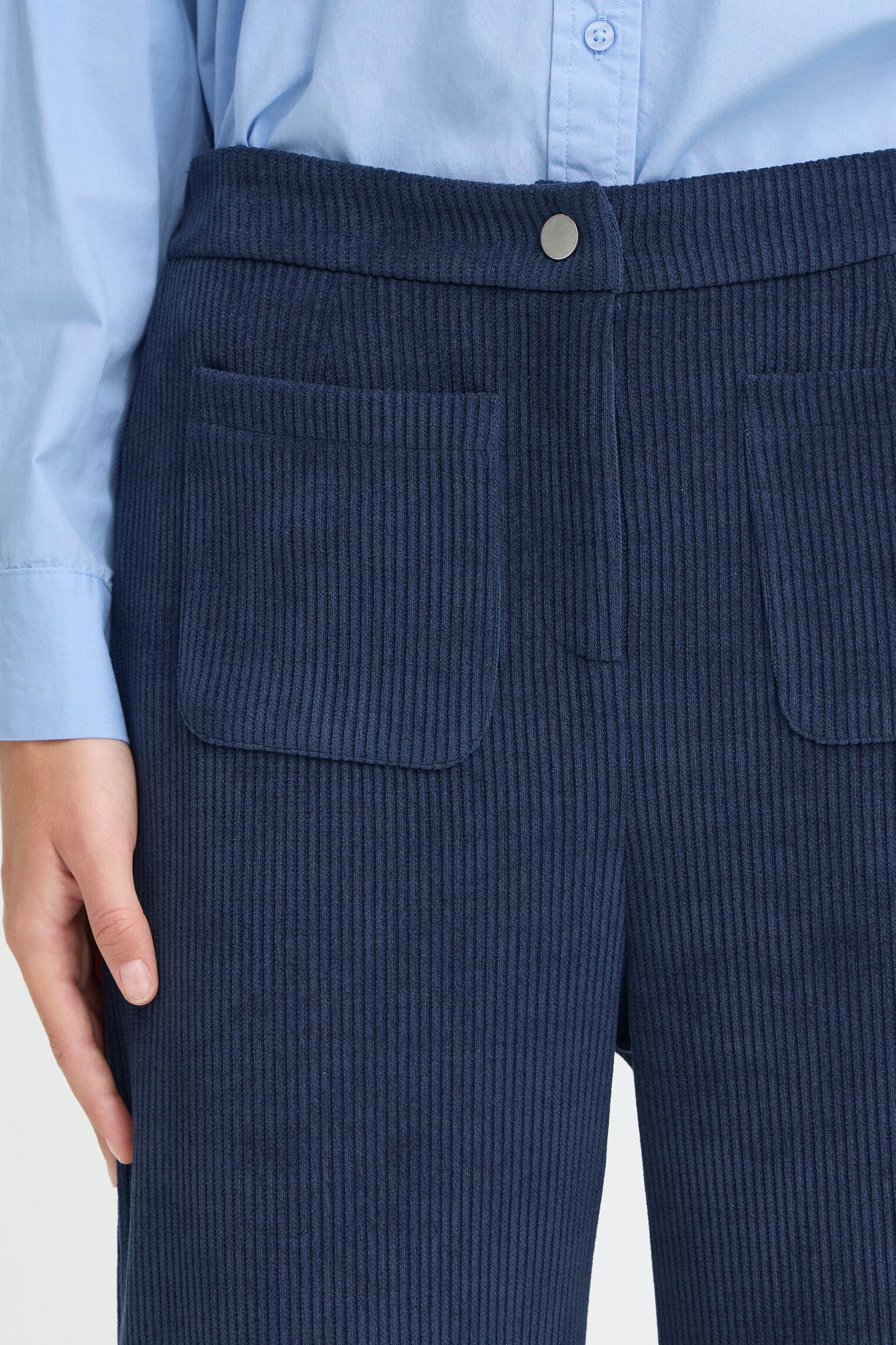 Weite Hosen Ihkate Corduroy Pa4 damen blau Ichi Weite Hosen Ihkate Corduroy Pa4 damen blau Total Eclipse