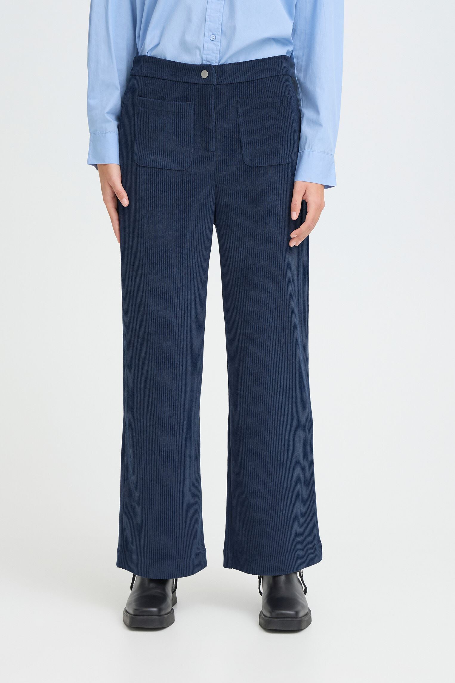Weite Hosen Ihkate Corduroy Pa4 damen blau Ichi Weite Hosen Ihkate Corduroy Pa4 damen blau Total Eclipse