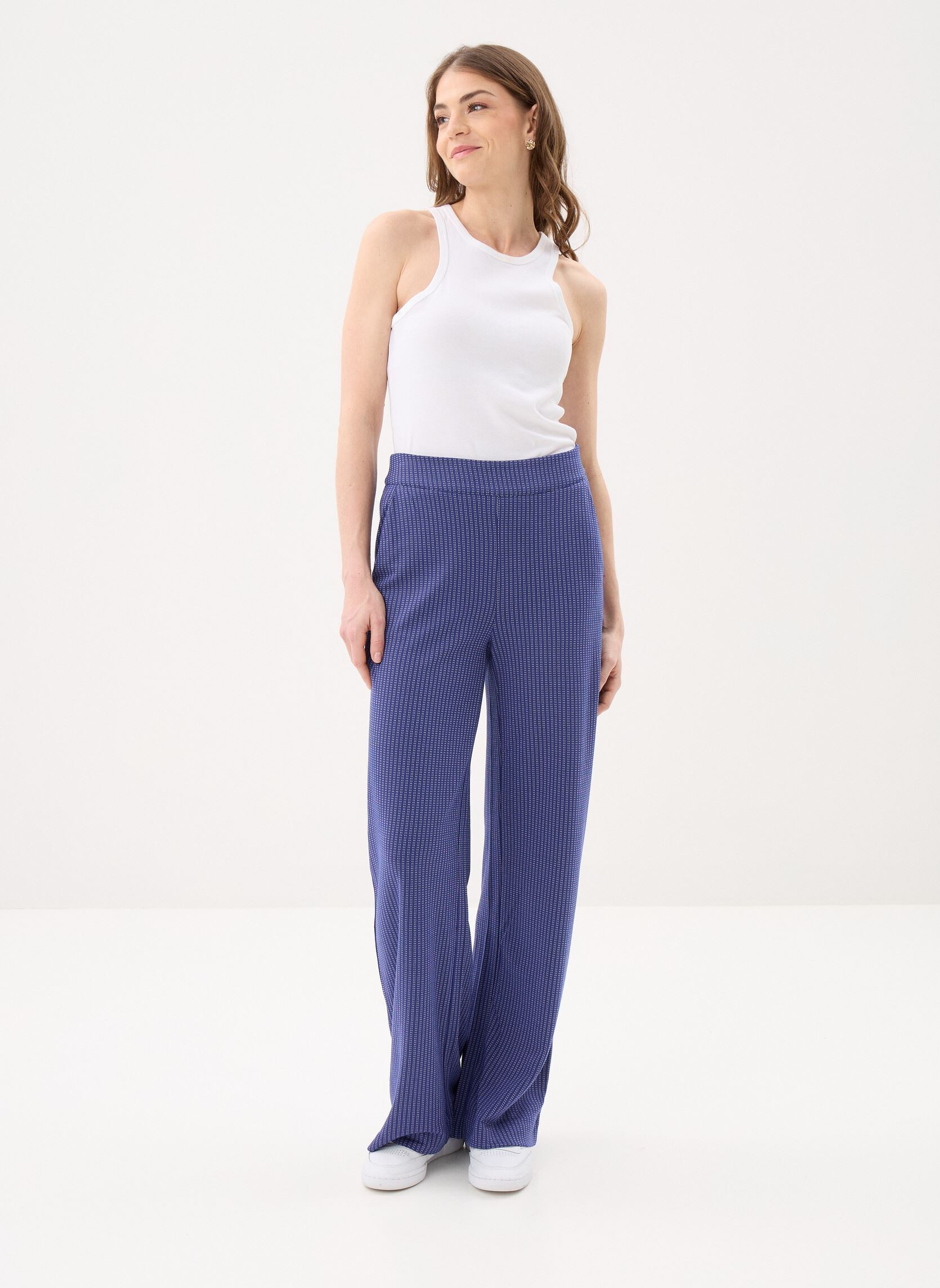 Pantalons droit Ihruti Wide Pa20 femme bleu Ichi Pantalons droit Ihruti Wide Pa20 femme bleu Blueprint Pinstripe