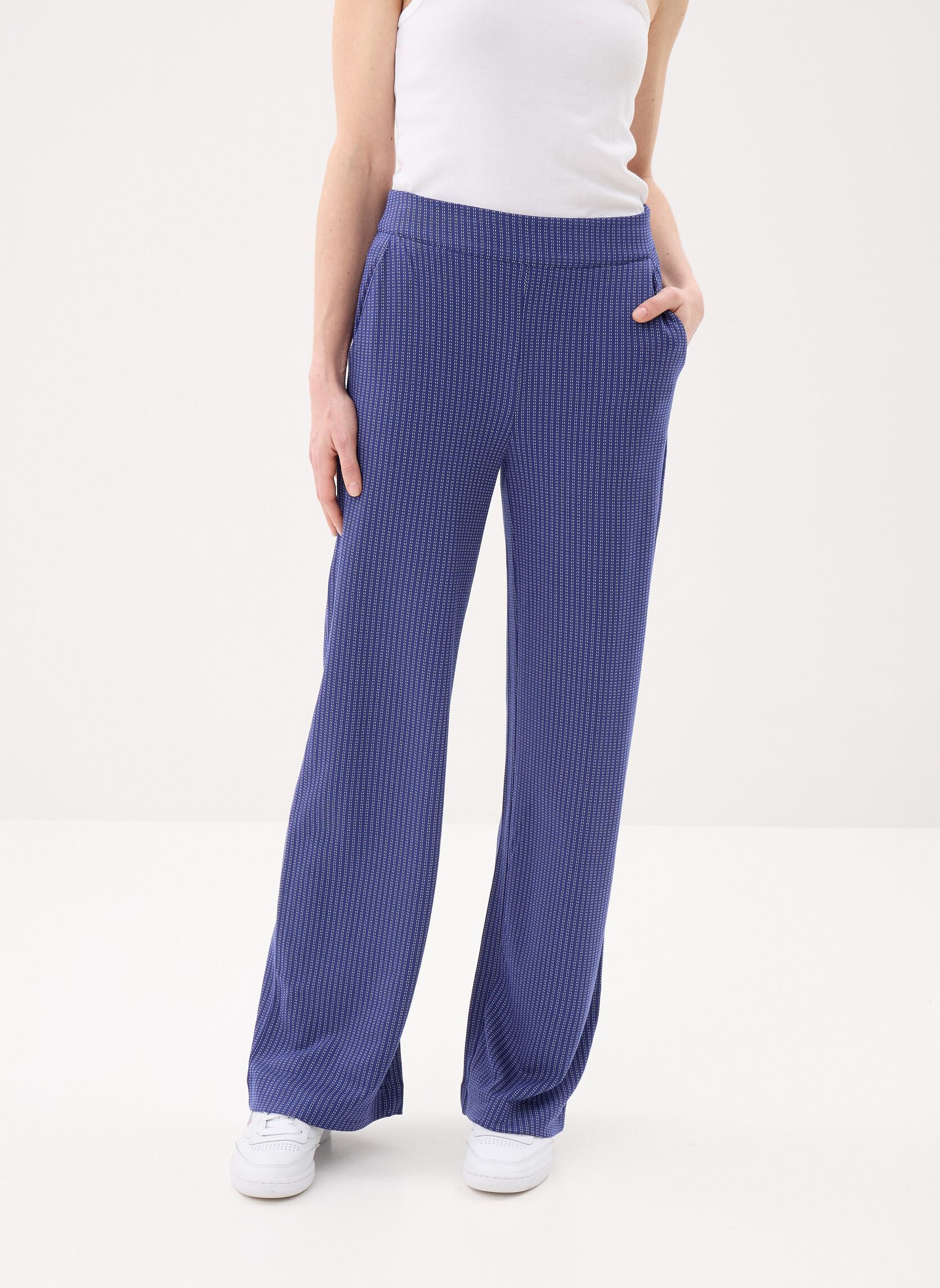 Pantalons droit Ihruti Wide Pa20 femme bleu Ichi Pantalons droit Ihruti Wide Pa20 femme bleu Blueprint Pinstripe