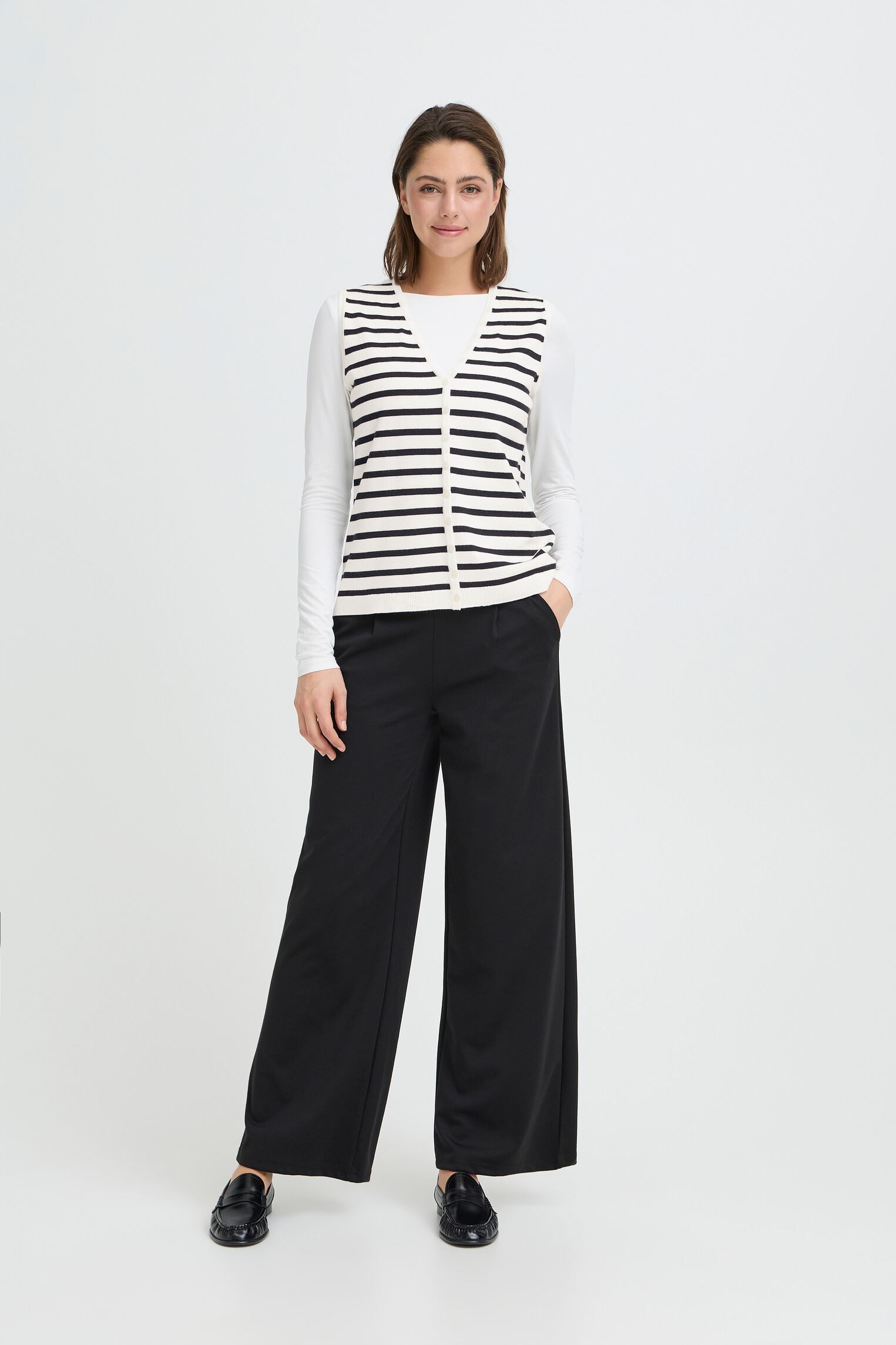 Vesten Ihluls Wa dames wit Ichi Vesten Ihluls Wa dames wit Small White Total Ec Stripe