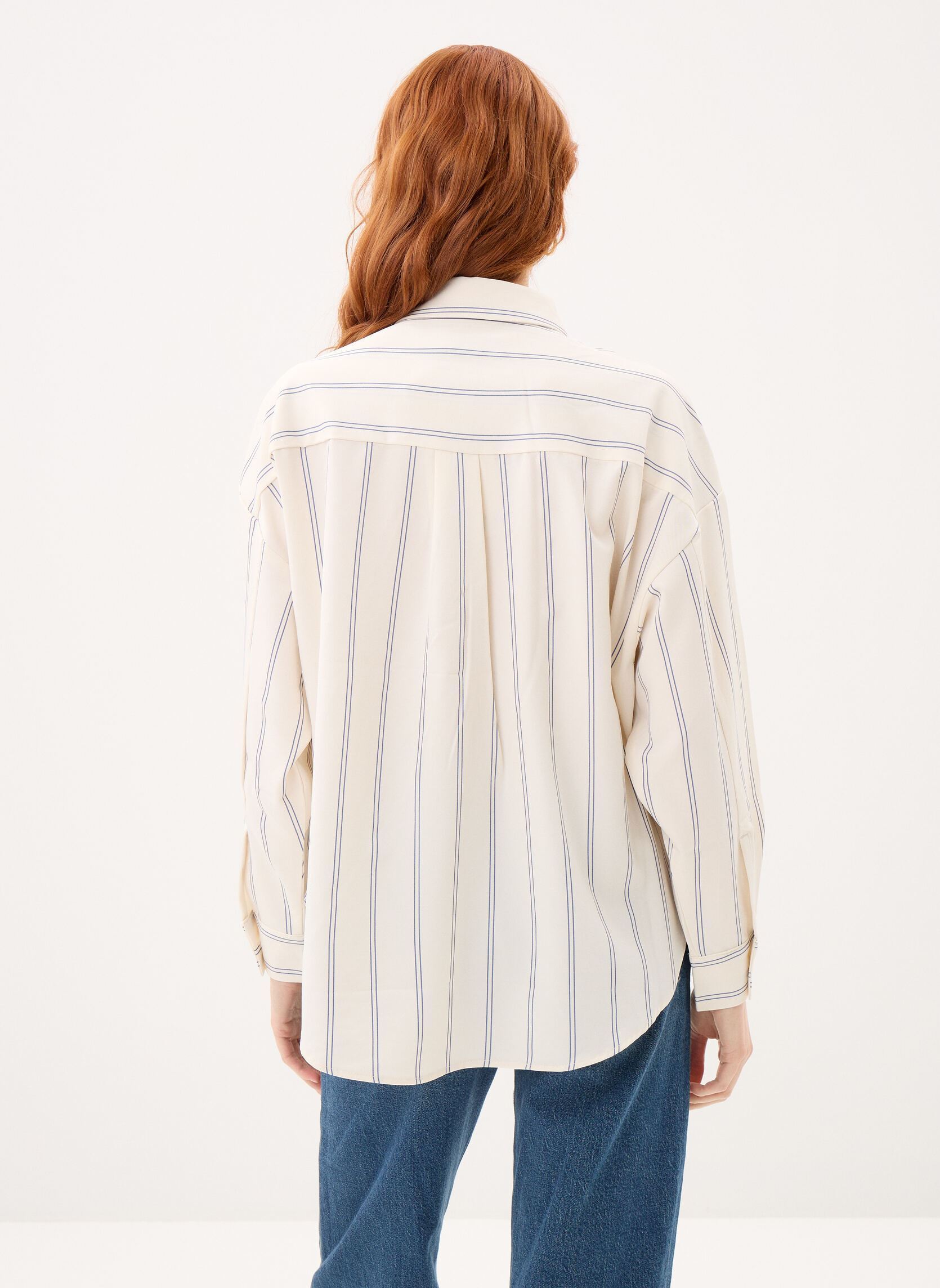 Hemden Ihnamia Ls dames wit Ichi Hemden Ihnamia Ls dames wit BIRCH W. BLUE STRIPE