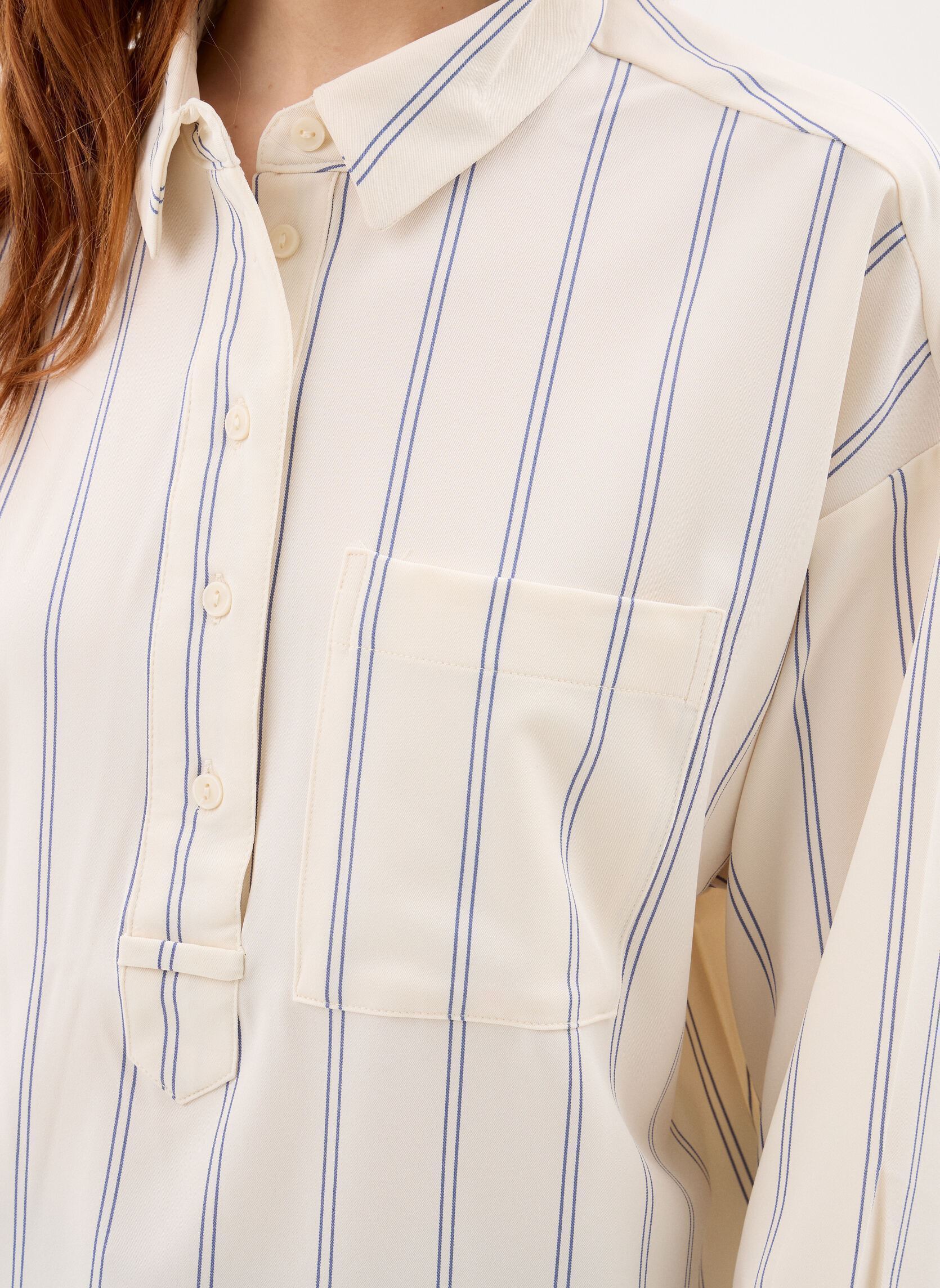 Hemden Ihnamia Ls dames wit Ichi Hemden Ihnamia Ls dames wit BIRCH W. BLUE STRIPE