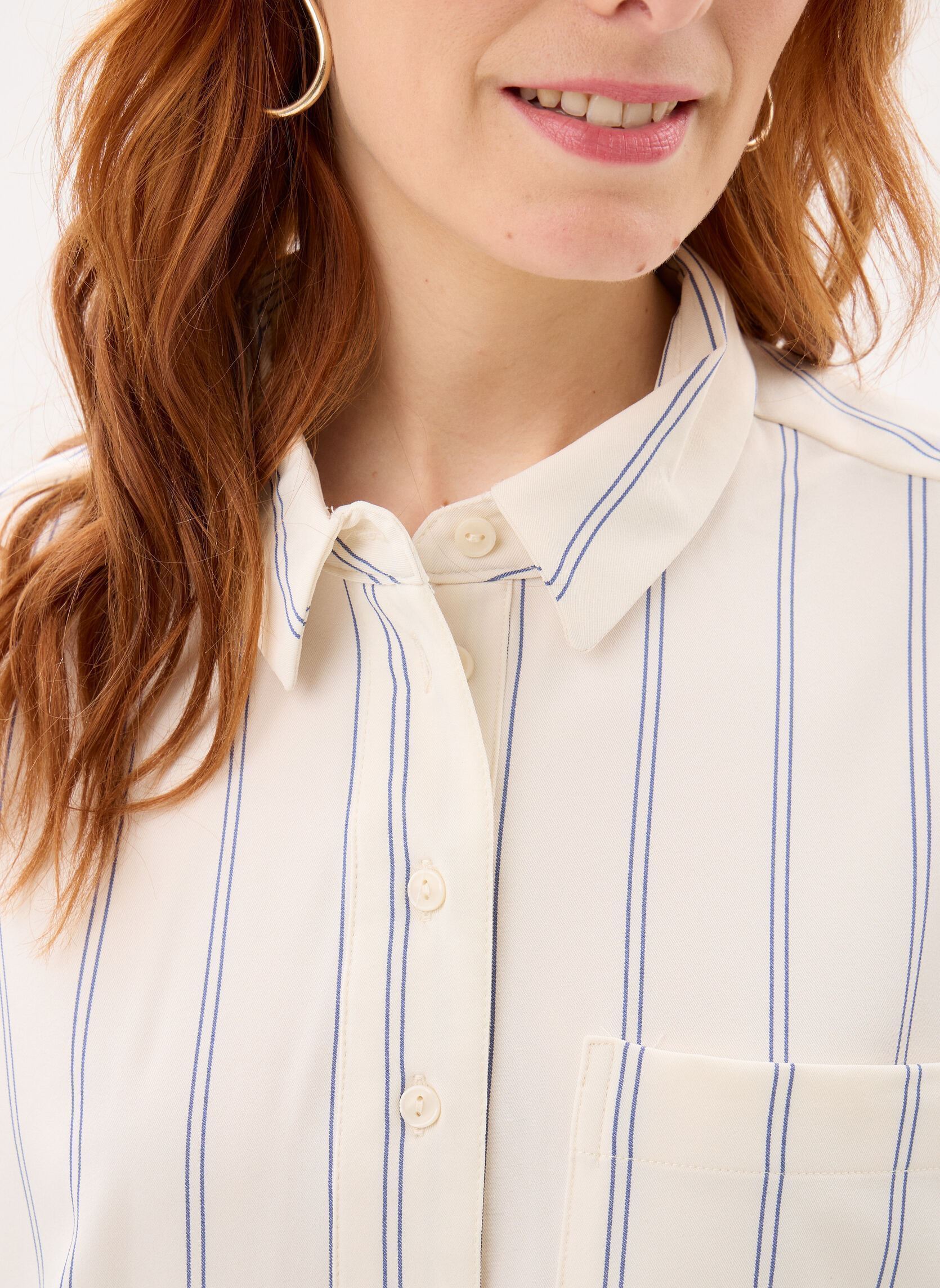 Hemden Ihnamia Ls dames wit Ichi Hemden Ihnamia Ls dames wit BIRCH W. BLUE STRIPE