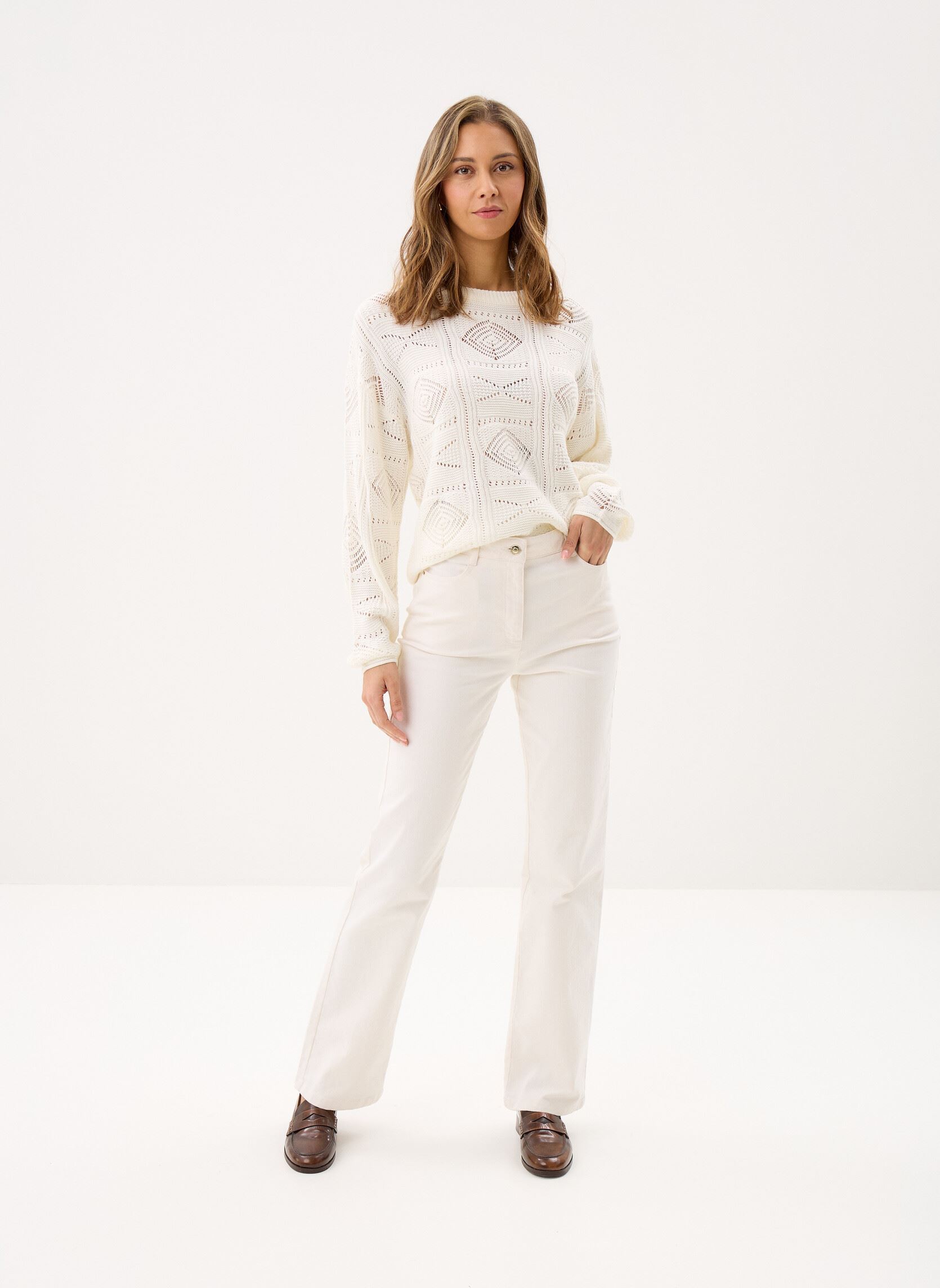 Pullover Ihagnete Ls3 damen weiß Ichi Pullover Ihagnete Ls3 damen weiß Cloud Dancer
