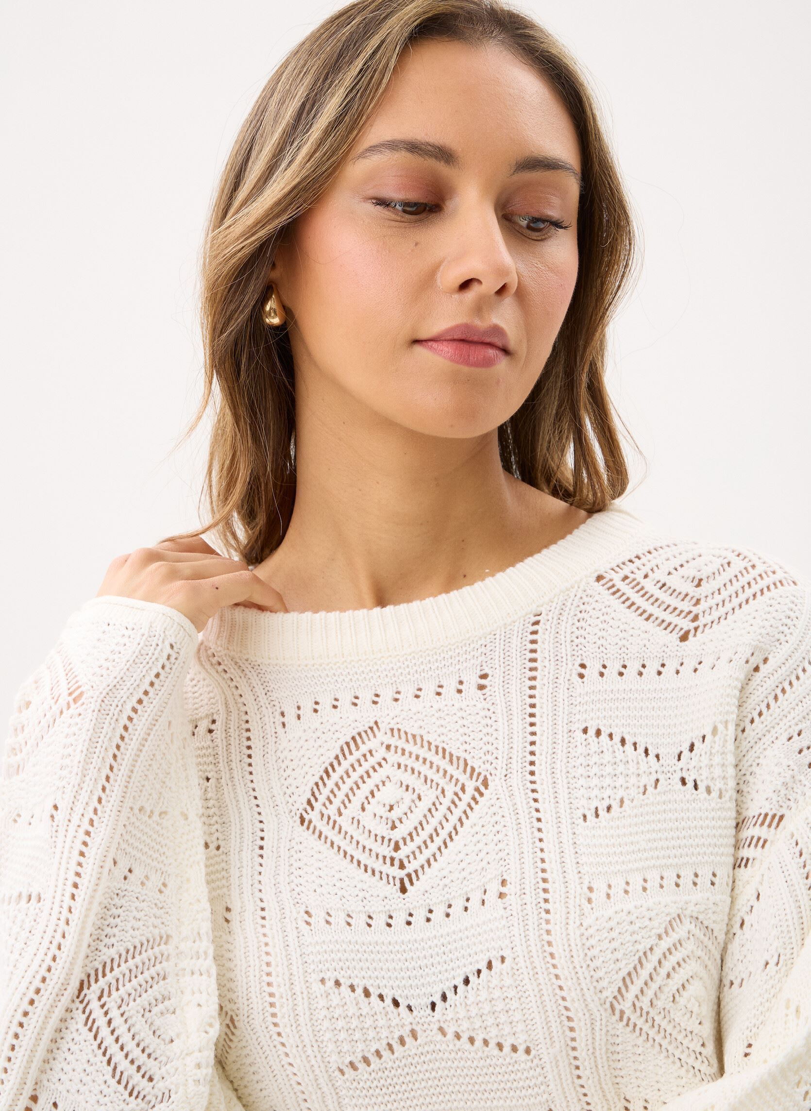 Pullover Ihagnete Ls3 damen weiß Ichi Pullover Ihagnete Ls3 damen weiß Cloud Dancer