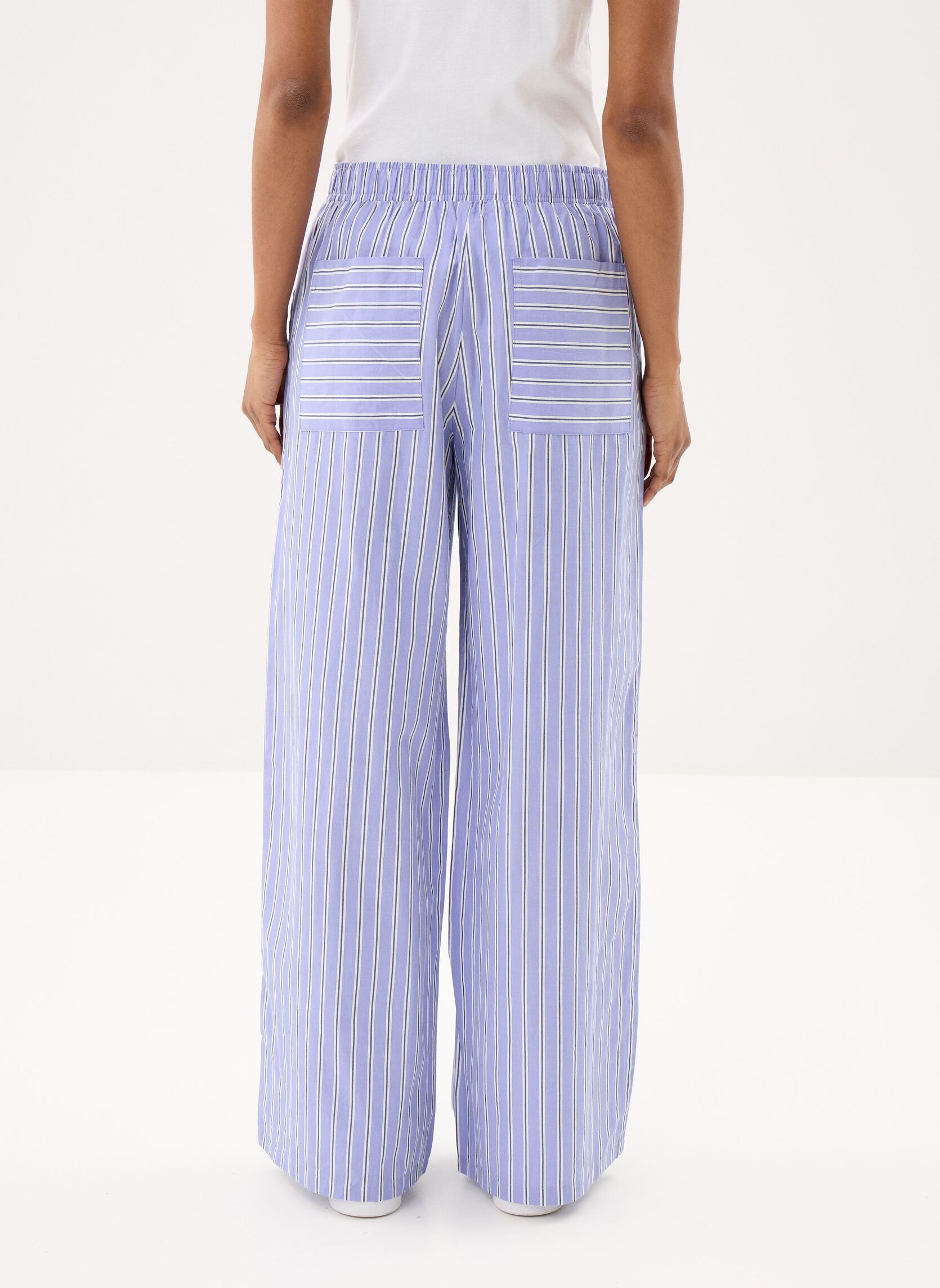 Pantalons larges Ihfelia Pa femme bleu Ichi Pantalons larges Ihfelia Pa femme bleu BLUE AND WHITE STRIPES