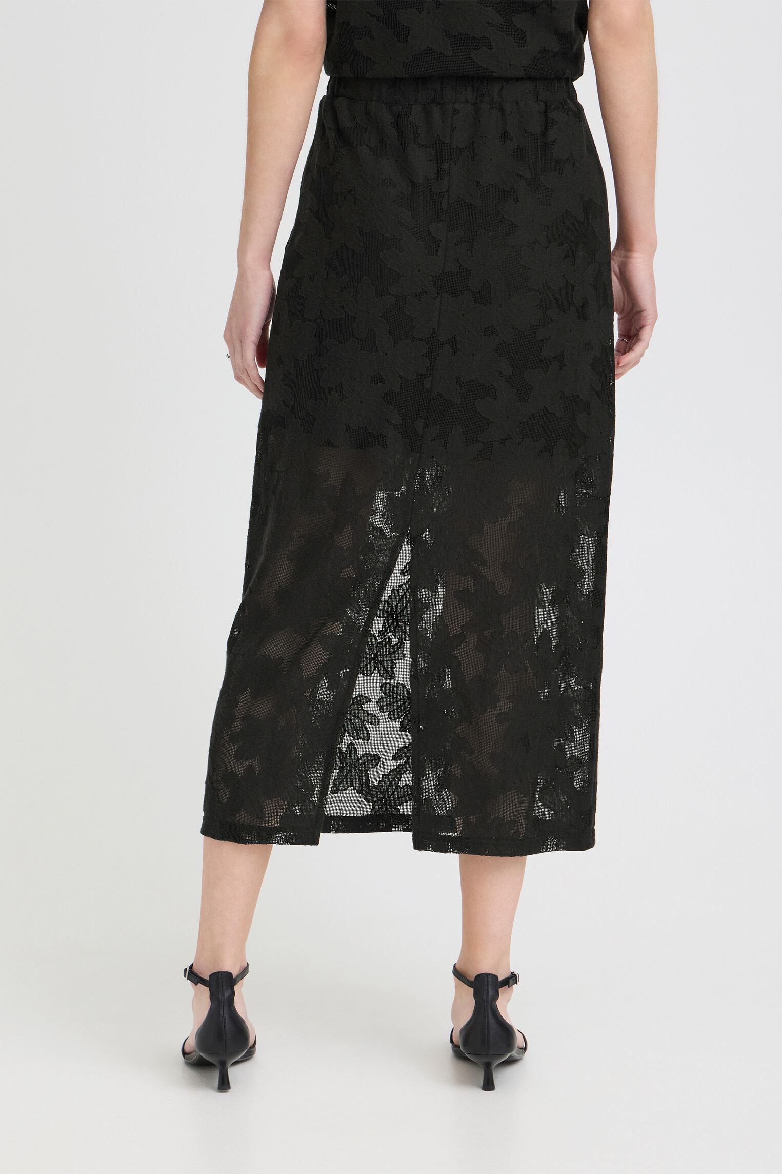 Jupes mi-longues Ihmania Sk femme noir Ichi Jupes mi-longues Ihmania Sk femme noir BLACK