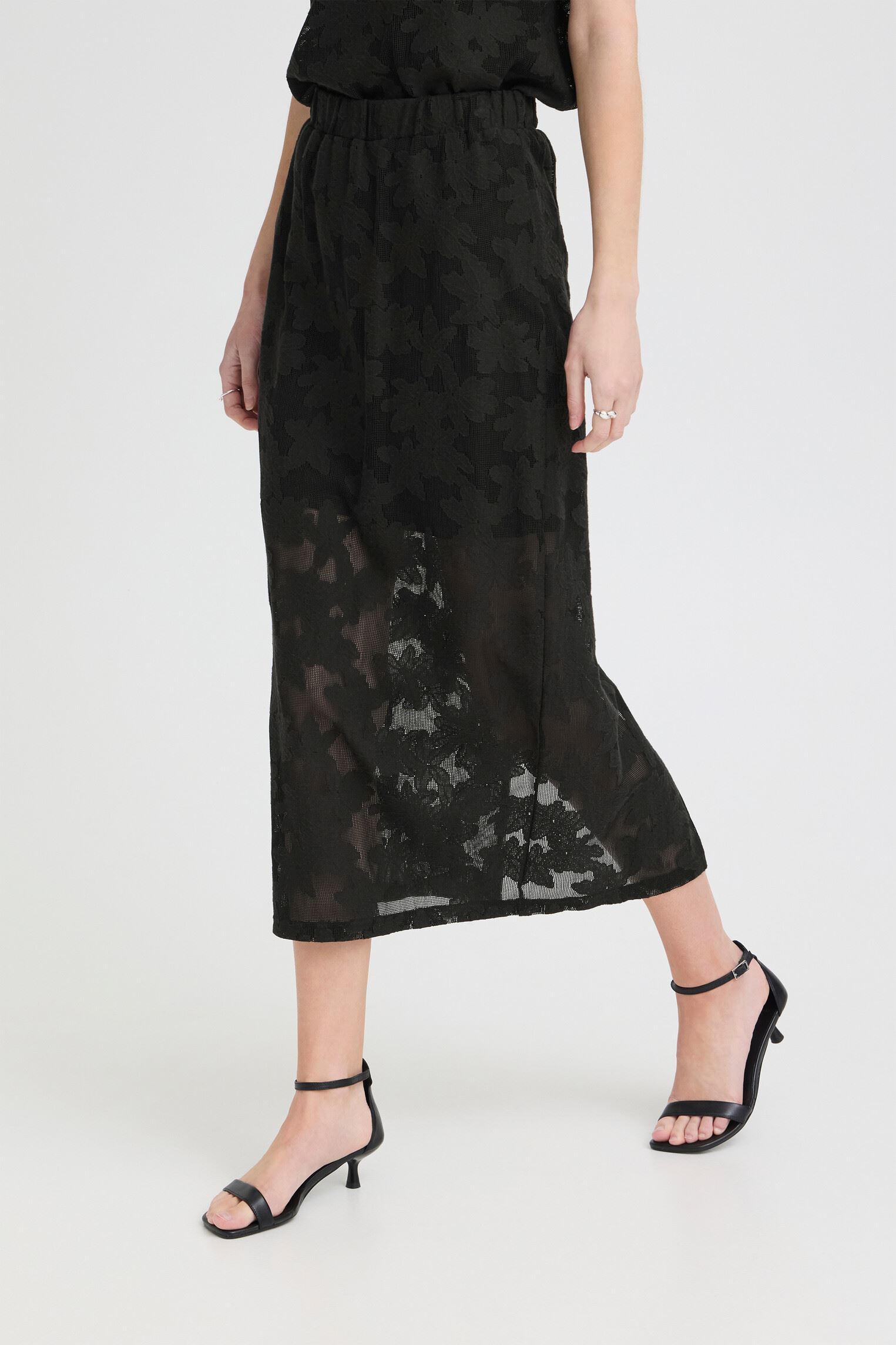 Jupes mi-longues Ihmania Sk femme noir Ichi Jupes mi-longues Ihmania Sk femme noir BLACK