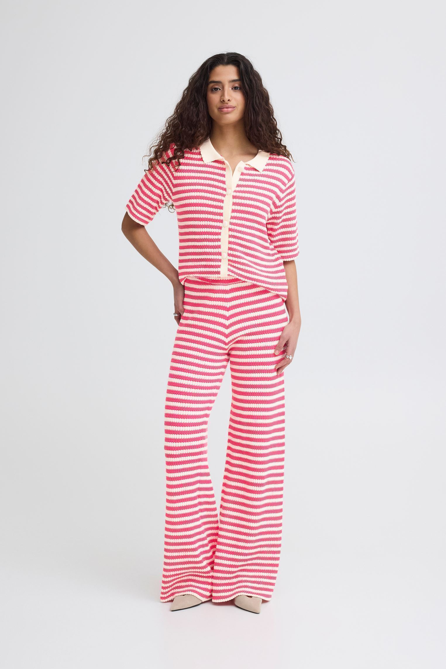 Pantalons droit Ihlorianna Pa2 femme rose Ichi Pantalons droit Ihlorianna Pa2 femme rose Azalea Birch Stripe