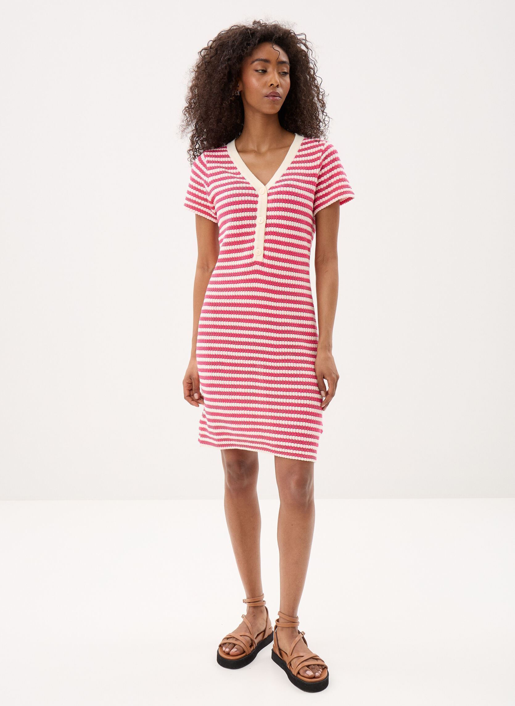 Jurken Ihlorianna Dr2 dames roze Ichi Jurken Ihlorianna Dr2 dames roze AZALEA BIRCH STRIPE