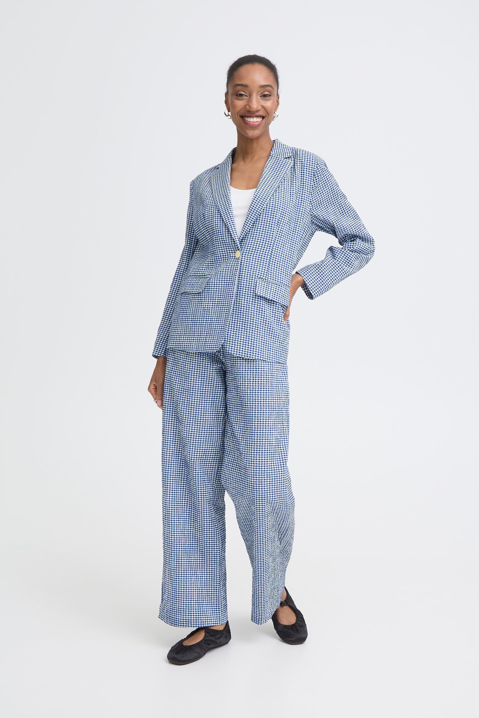 Blazer Ihjilma Bl damen blau Ichi Blazer Ihjilma Bl damen blau SODALITE BLUE/WHITE CHECK