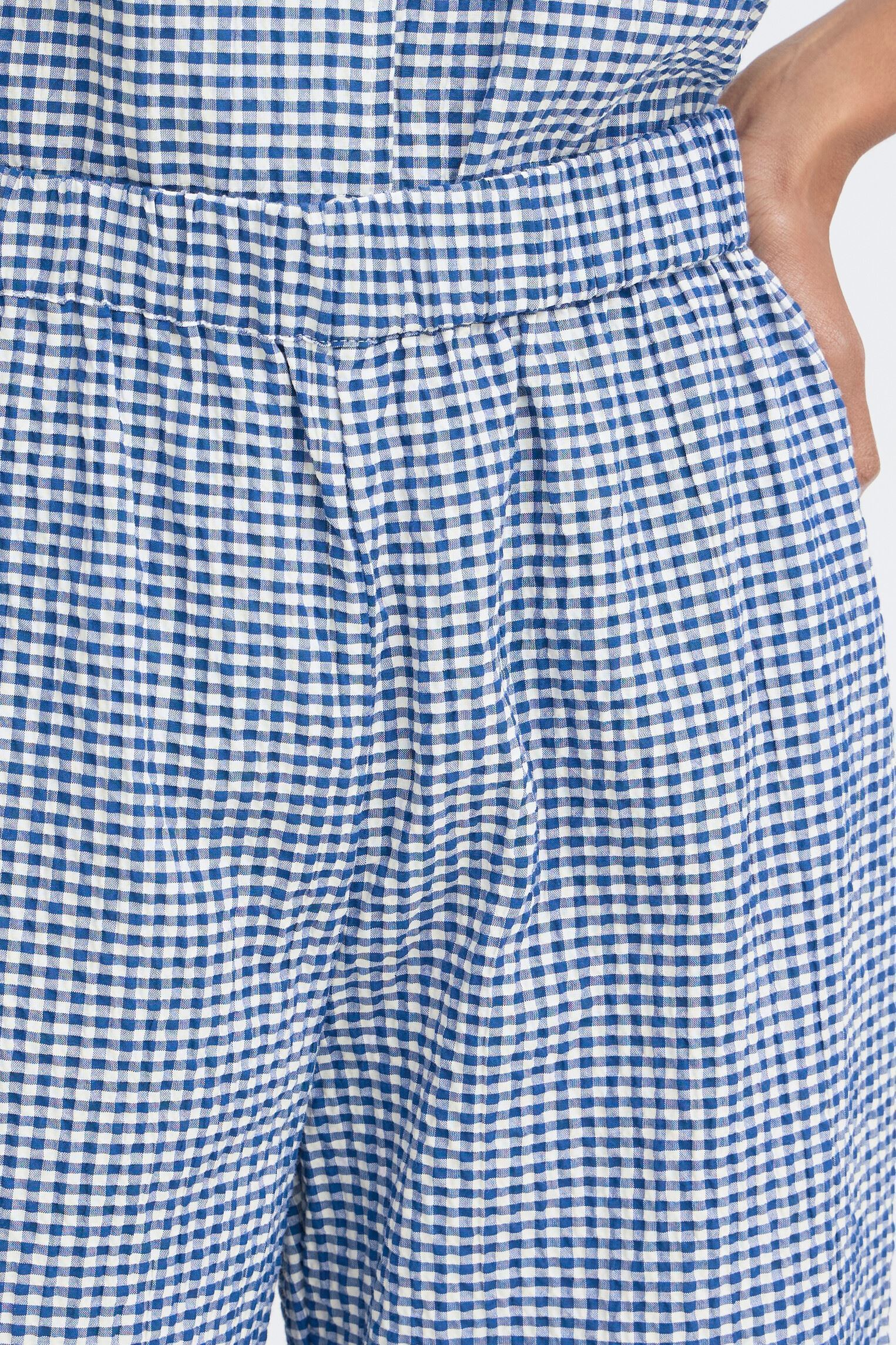 Pantalons larges Ihjilma Pa femme bleu Ichi Pantalons larges Ihjilma Pa femme bleu SODALITE BLUE/WHITE CHECK