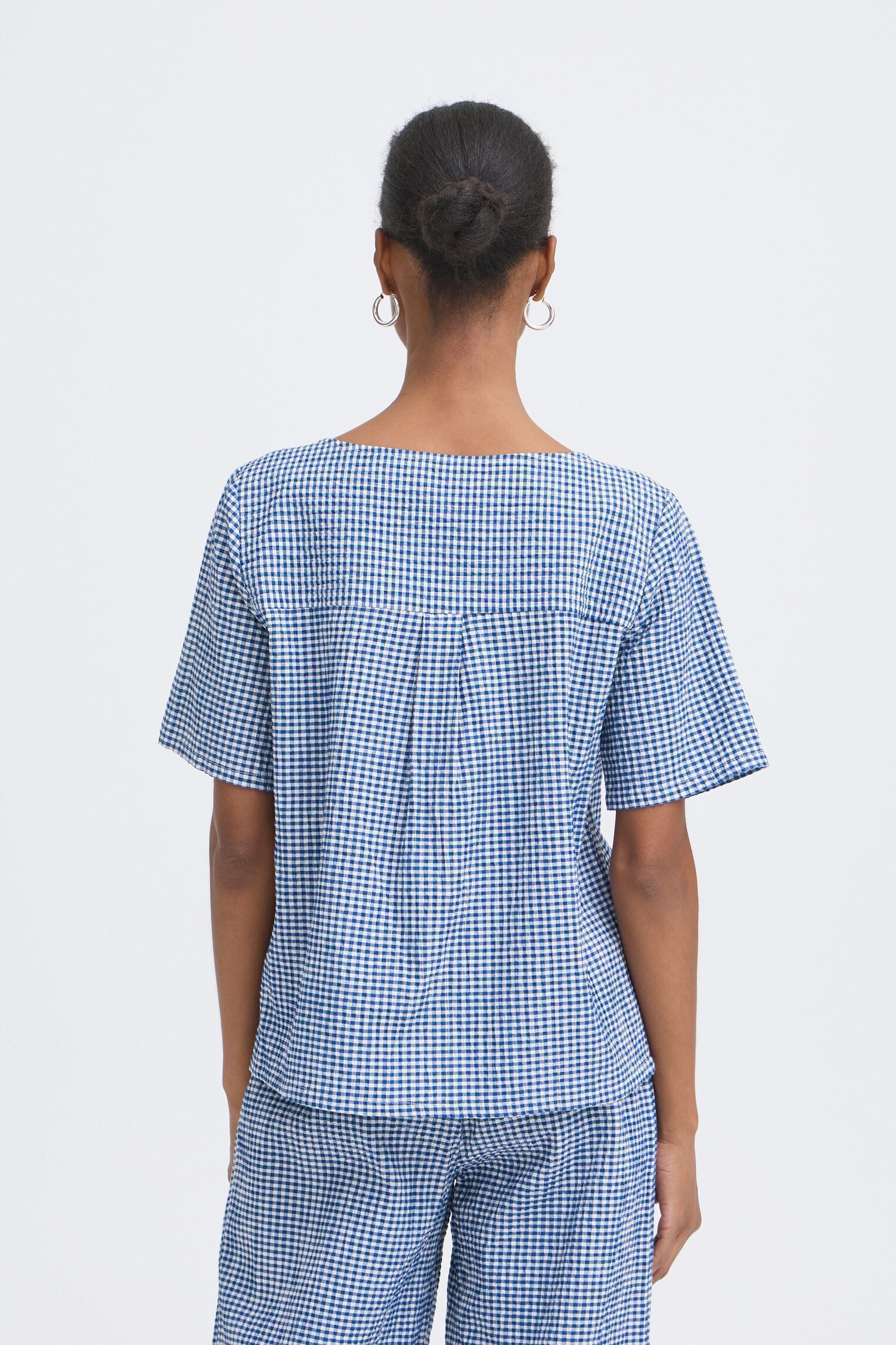 Chemises manches courtes Ihjilma Sh femme bleu Ichi Chemises manches courtes Ihjilma Sh femme bleu Sodalite Blue/White Check